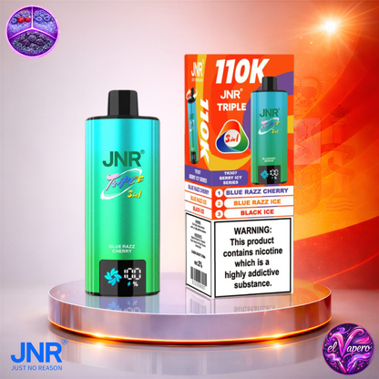 Vapers Desechables - Cigarrillo electrónico - España - JNR - Triple 3 en 1 - 110K - Blue Razz Cherry Blue Razz Ice Black Ice 110000 Caladas - Más baratos
