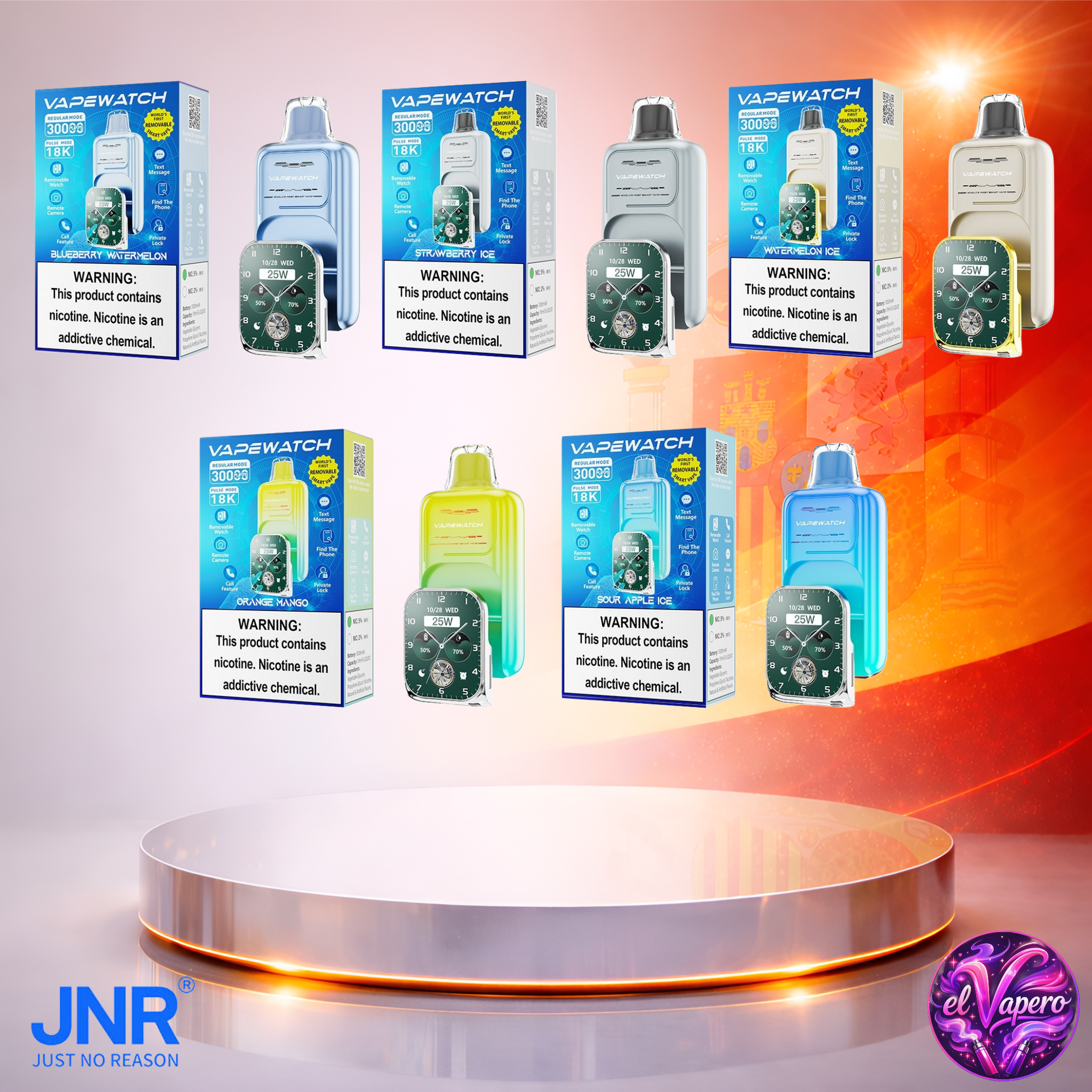 Vapers Desechables - Cigarrillo Electrónico - España - JNR - VapeWatch - 30K - Sabores 2 30000 Caladas - El mejor precio