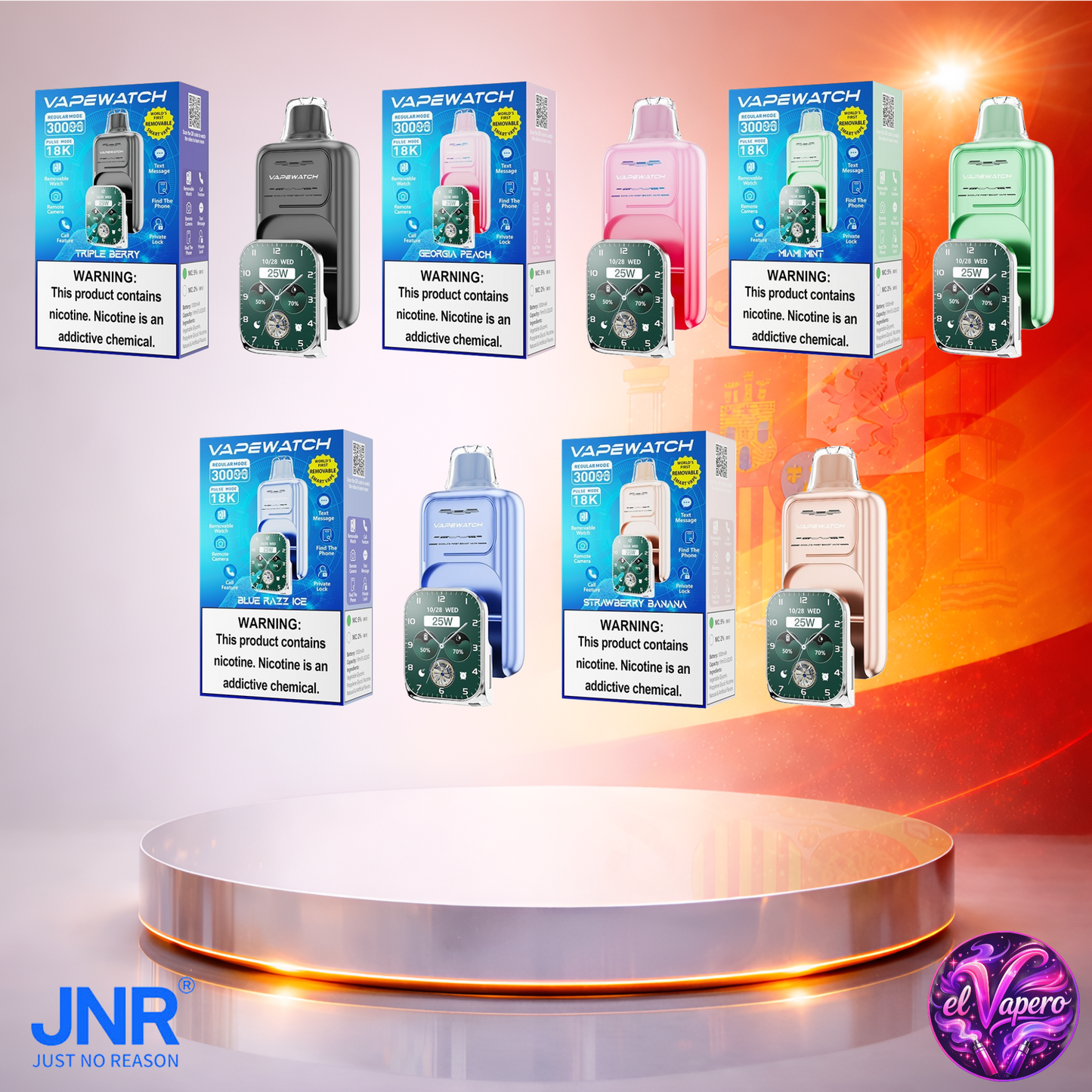 Vapers Desechables - Cigarrillo Electrónico - España - JNR - VapeWatch - 30K - Sabores 30000 Caladas - Más baratos