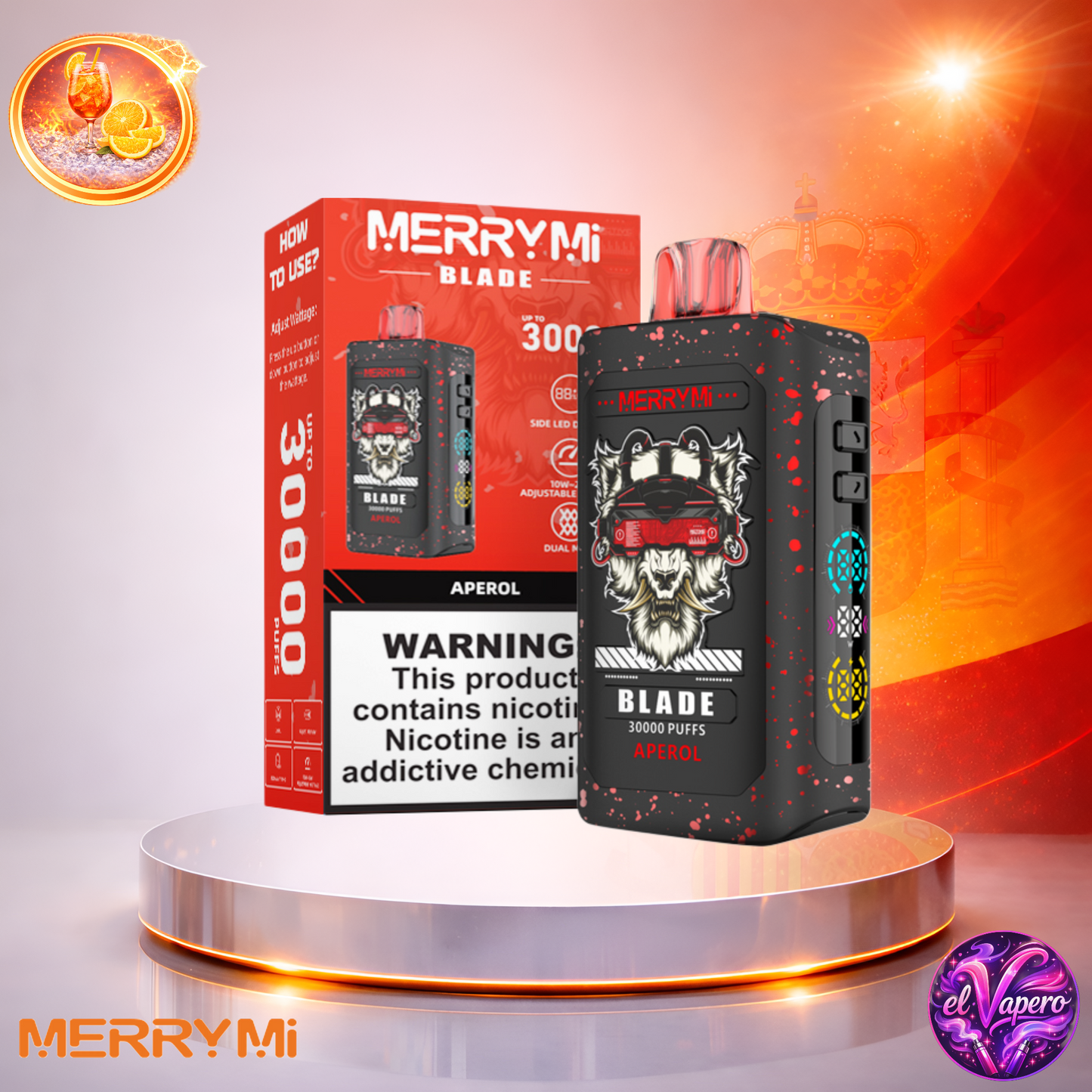 Vapers Desechables - Cigarrillo electrónico - España - MerryMi - Blade - 30K - Aperol 30000 Caladas - Más baratos