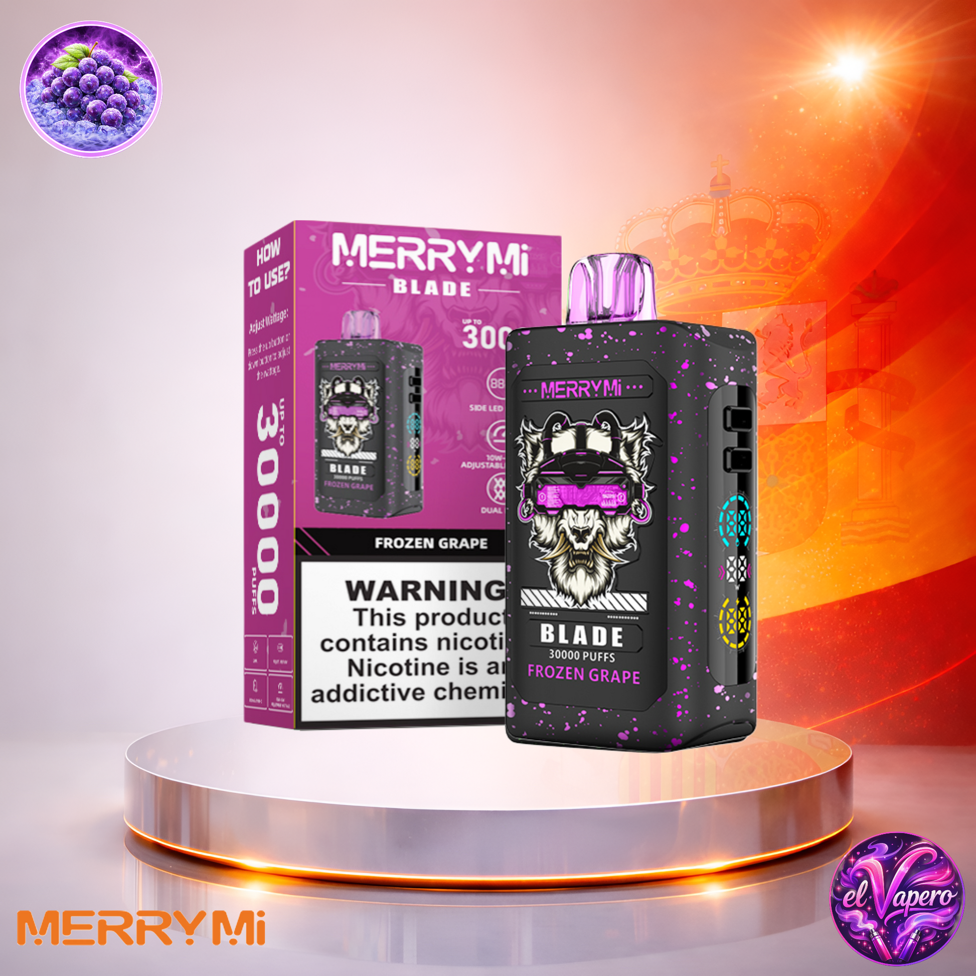 Vapers Desechables - Cigarrillo electrónico - España - MerryMi - Blade - 30K - Frozen Grape 30000 Caladas - Más baratos