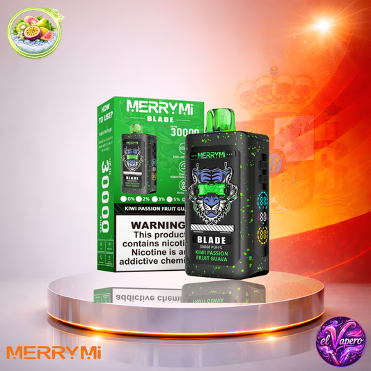 Vapers Desechables - Cigarrillo electrónico - España - MerryMi - Blade - 30K - Kiwi Passion Fruit Guava 30000 Caladas - Más baratos