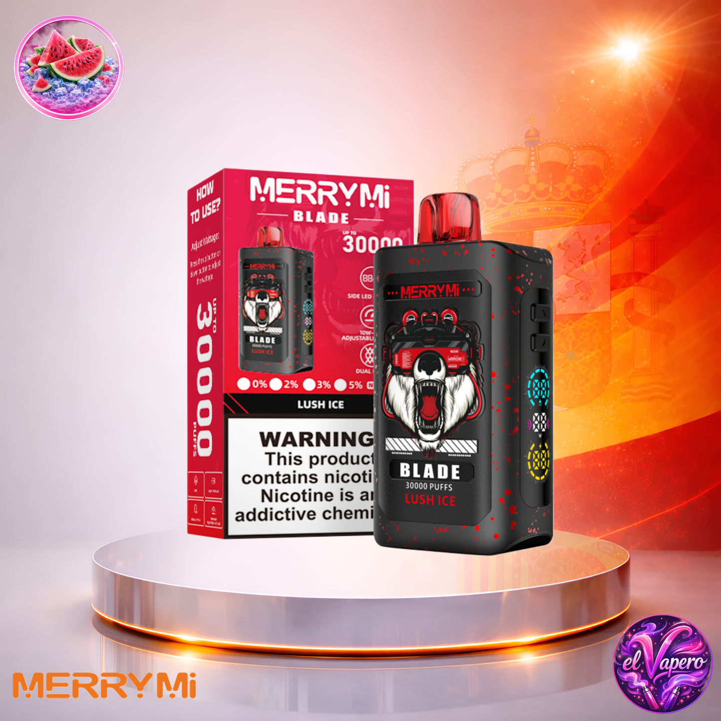 Vapers Desechables - Cigarrillo electrónico - España - MerryMi - Blade - 30K - Lush Ice 30000 Caladas - El mejor precio