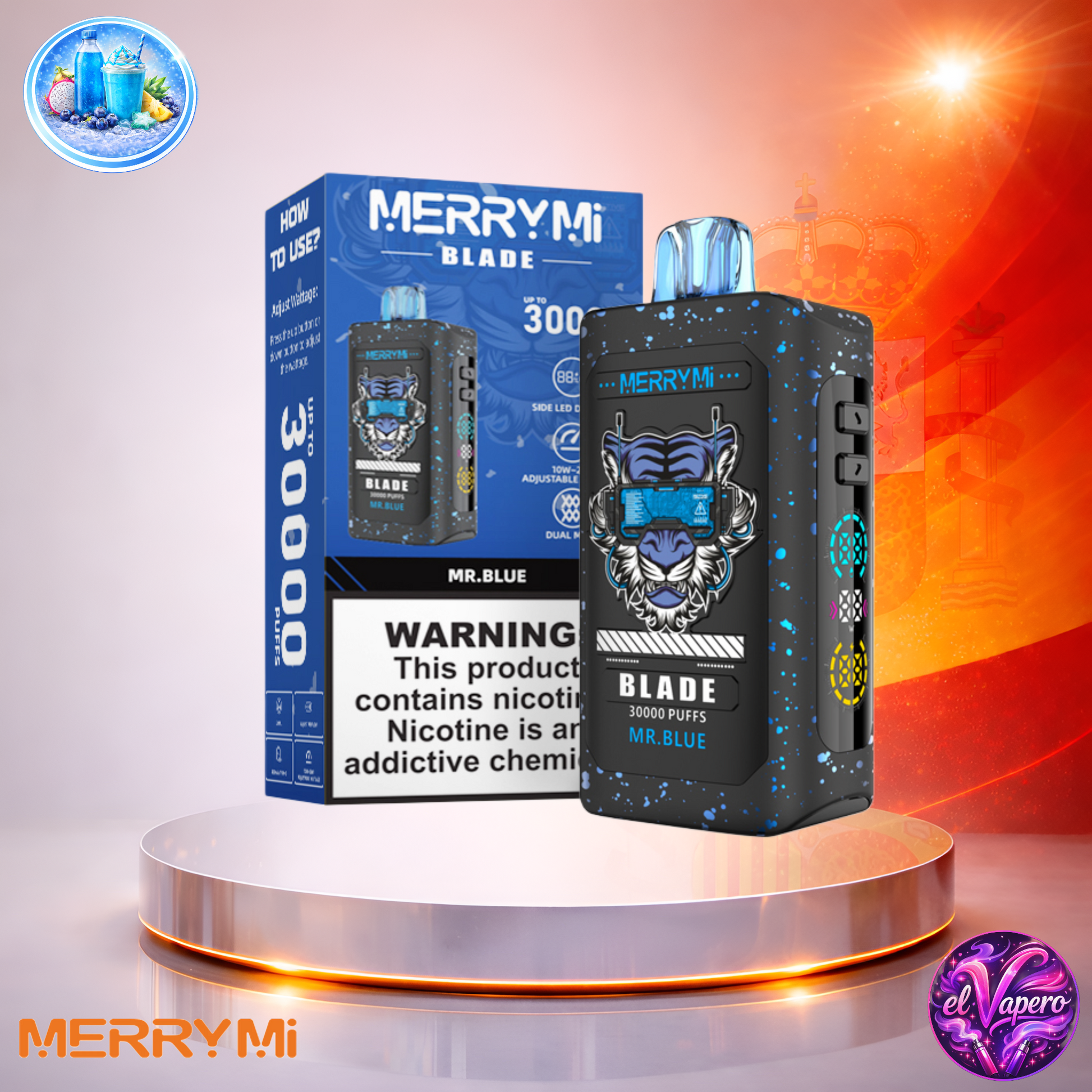 Vapers Desechables - Cigarrillo electrónico - España - MerryMi - Blade - 30K - Mr Blue 30000 Caladas - Más baratos