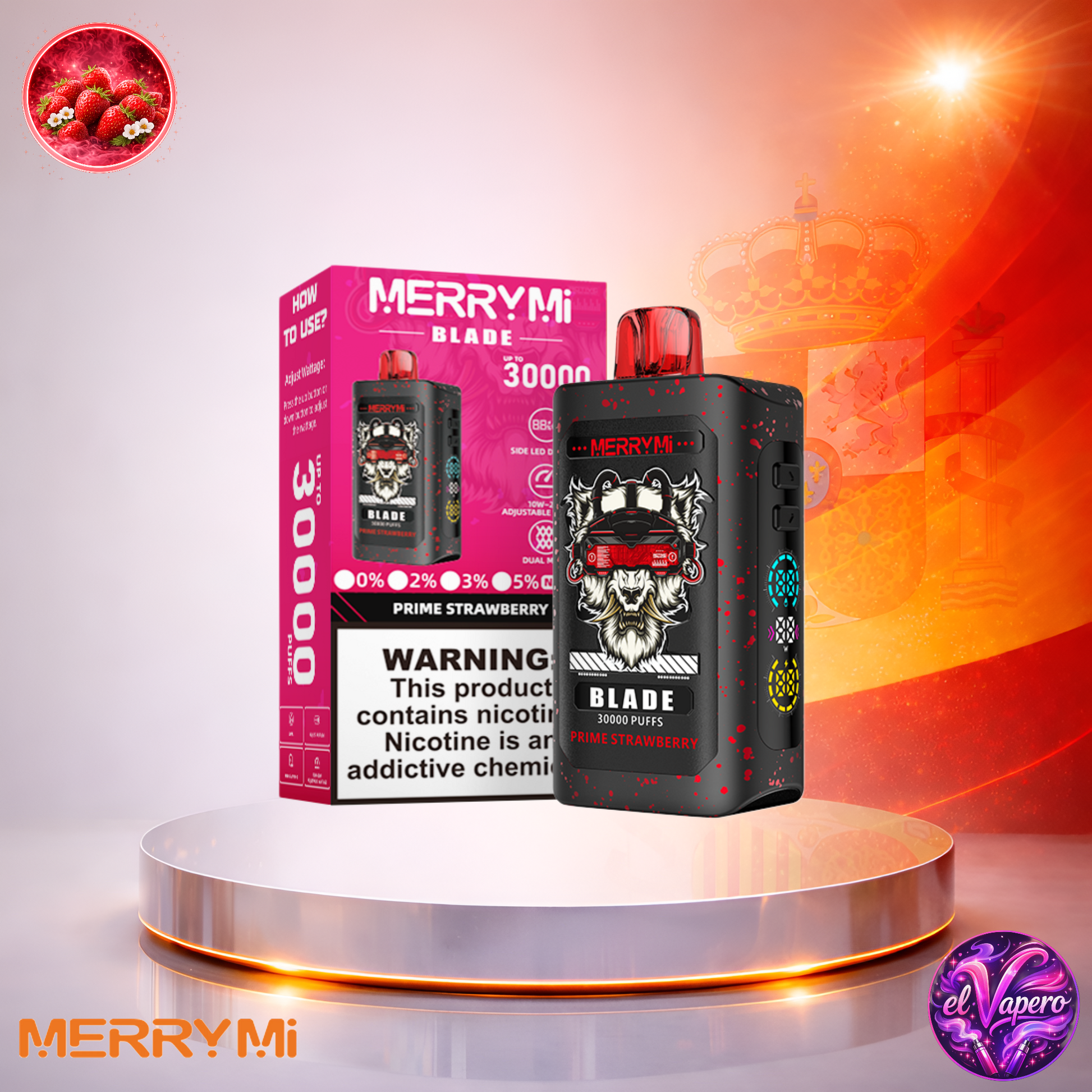 Vapers Desechables - Cigarrillo electrónico - España - MerryMi - Blade - 30K - Prime Strawberry 30000 Caladas - El mejor precio