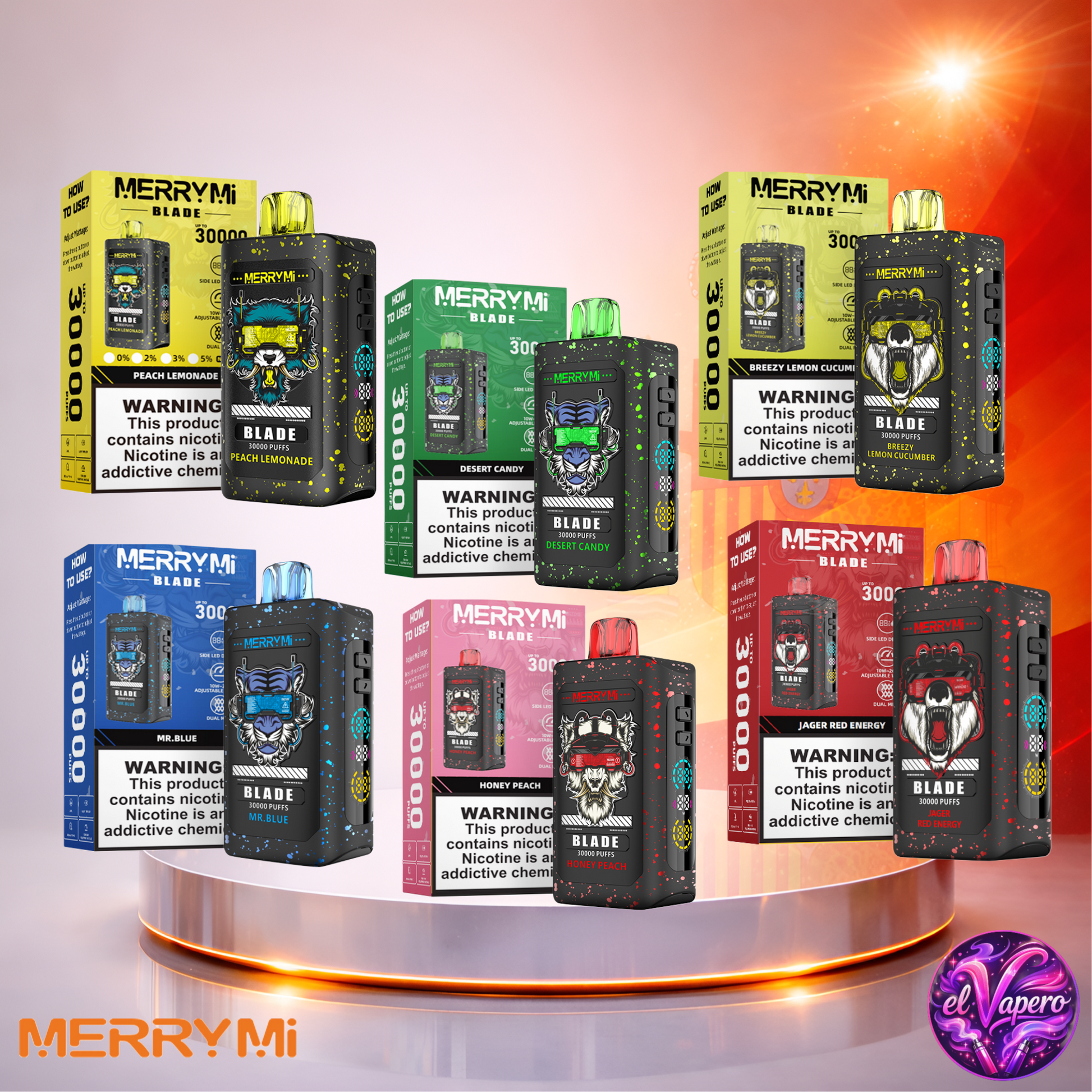 Vapers Desechables - Cigarrillo electrónico - España - MerryMi - Blade - 30K - sabores 2 30000 Caladas - Más baratos