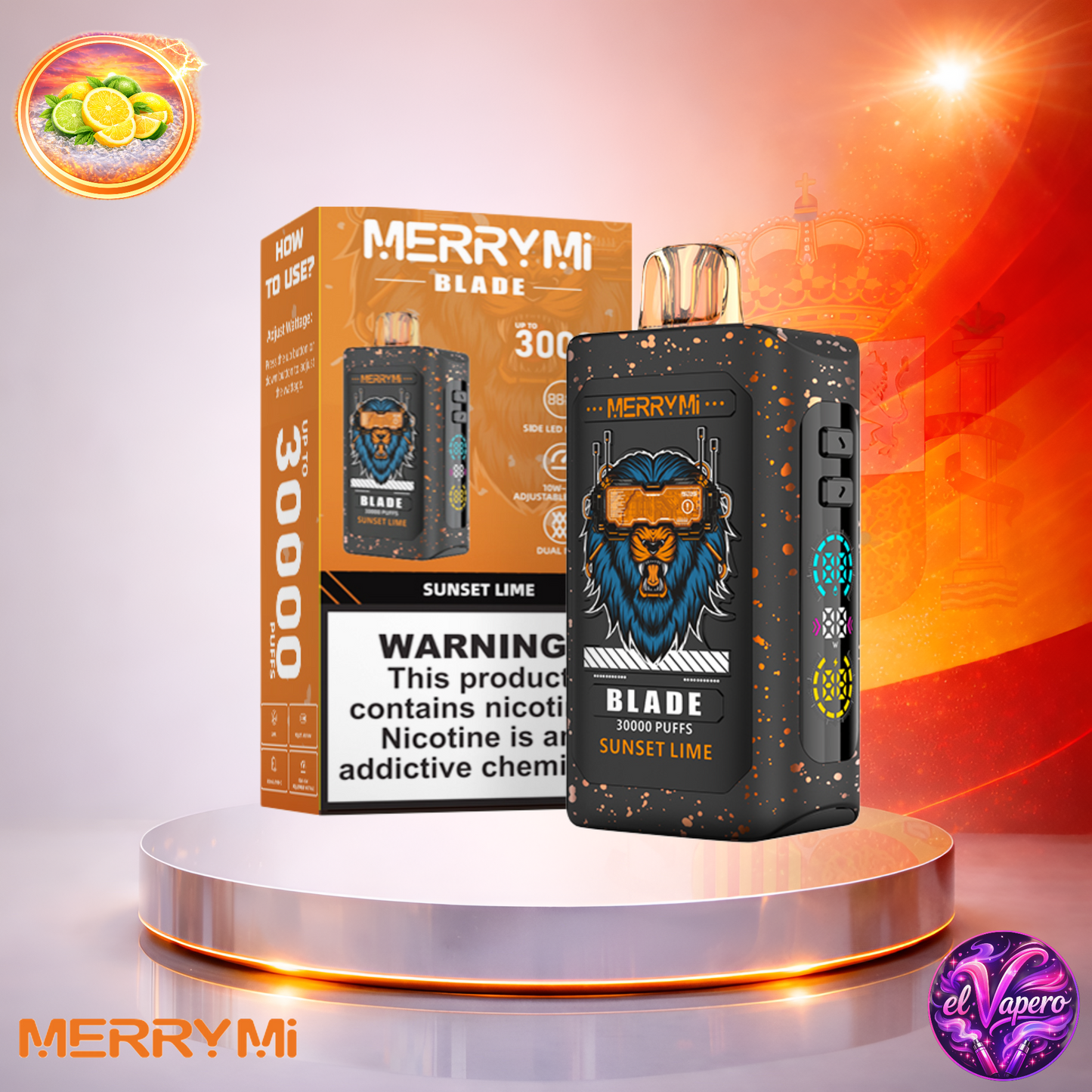 Vapers Desechables - Cigarrillo electrónico - España - MerryMi - Blade - 30K - Sunset Lime 30000 Caladas - Los más baratos