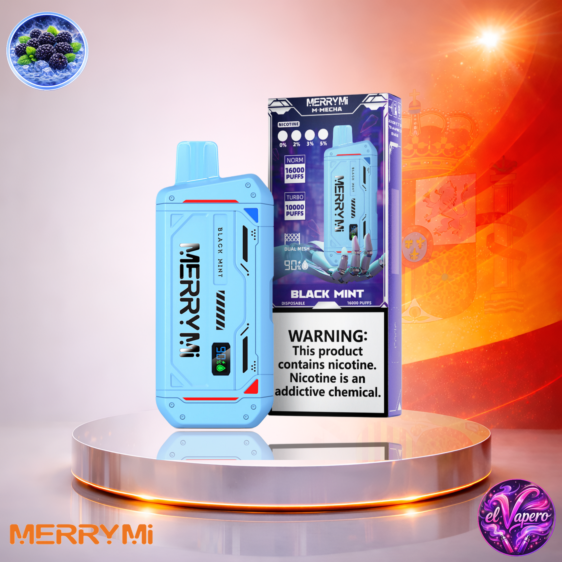 Vapers Desechables - Cigarrillo electrónico - España - MerryMi - M Mecha - 16K - Black Mint 16000 Caladas - Más baratos