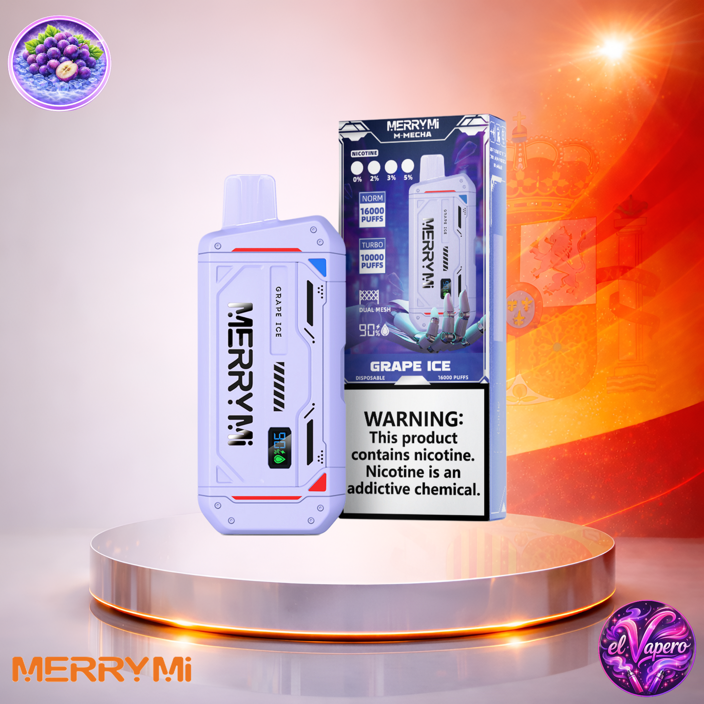 Vapers Desechables - Cigarrillo electrónico - España - MerryMi - M Mecha - 16K - Grape Ice 16000 Caladas - Más baratos