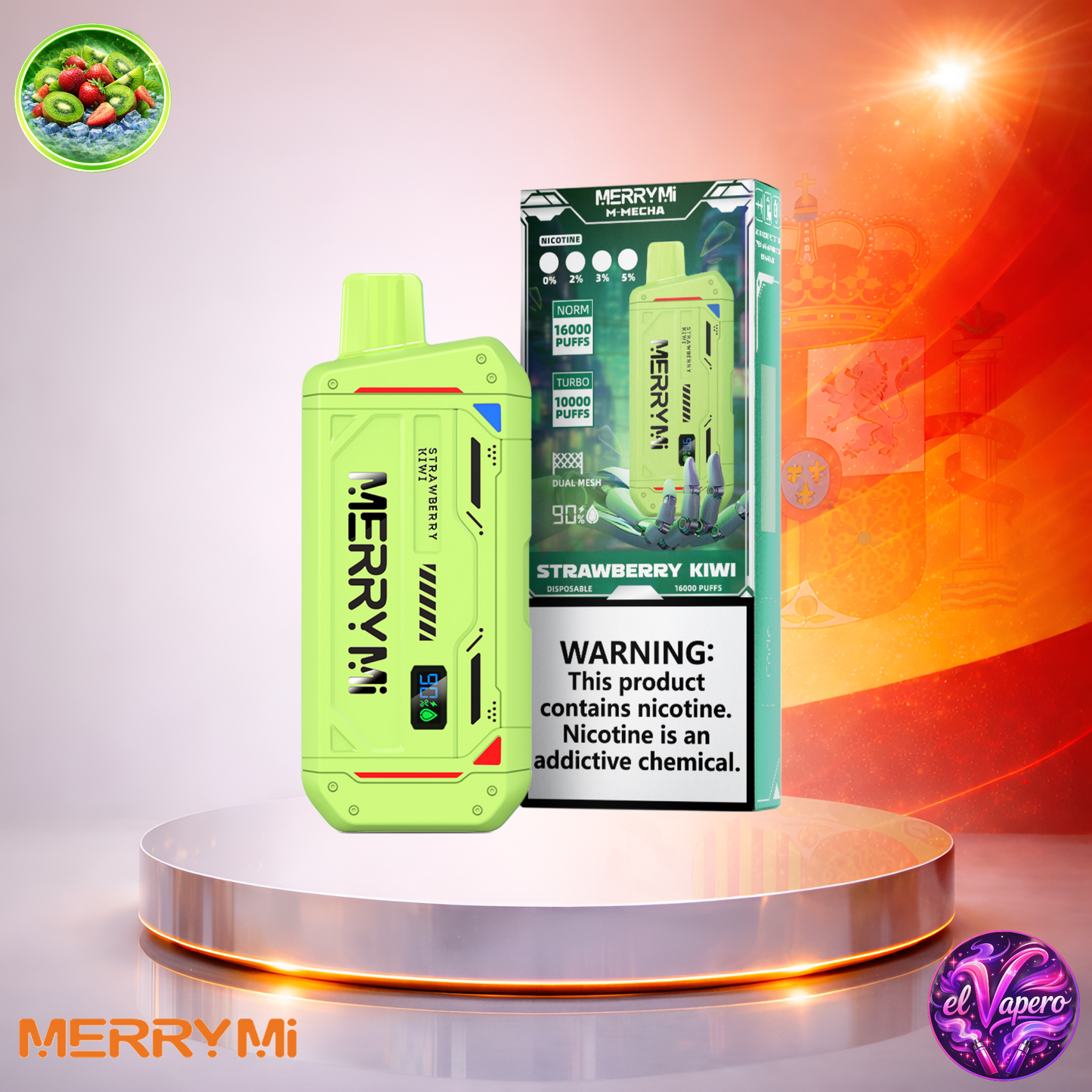 Vapers Desechables - Cigarrillo electrónico - España - MerryMi - M Mecha - 16K - Strawberry Kiwi 16000 Caladas - Más baratos