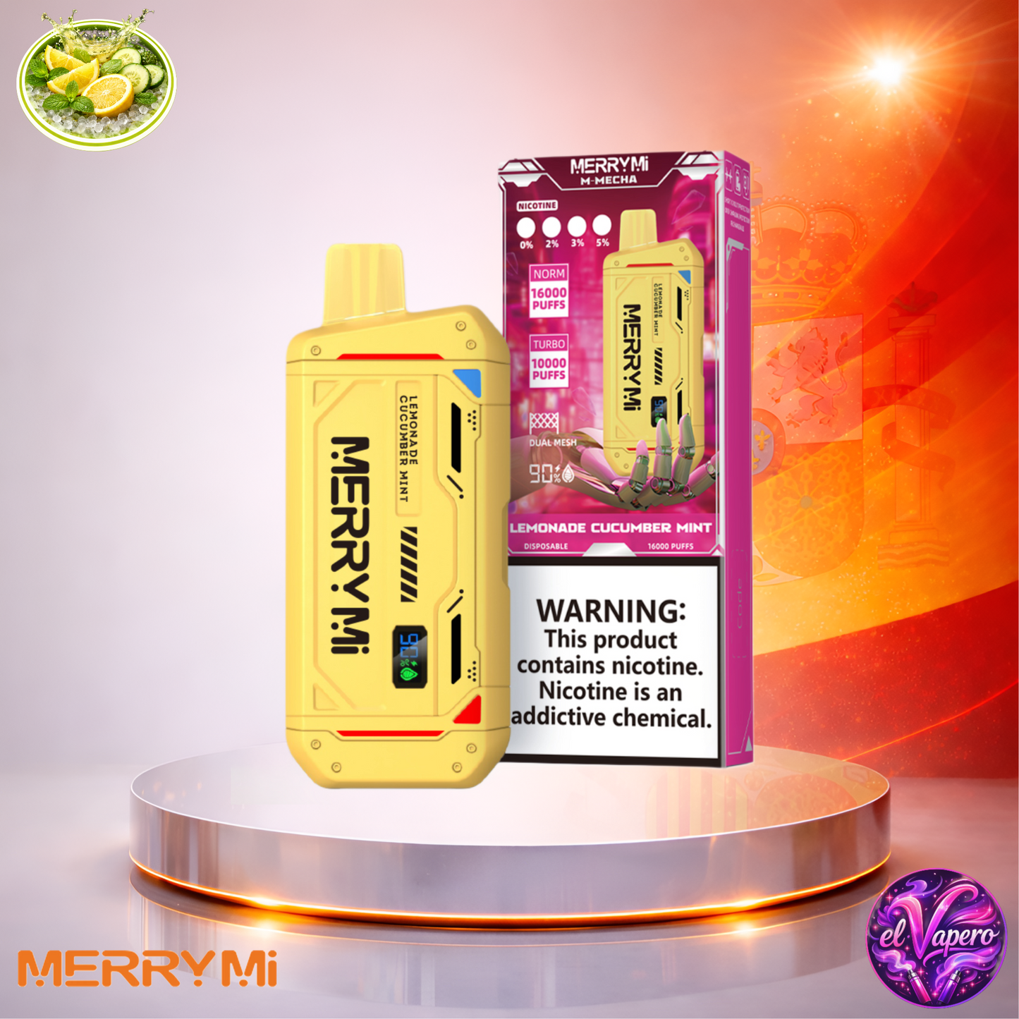 Vapers Desechables - Cigarrillo electrónico - España - MerryMi - M Mecha - 16K - Lemonade Cucumber Mint 16000 Caladas - Más baratos