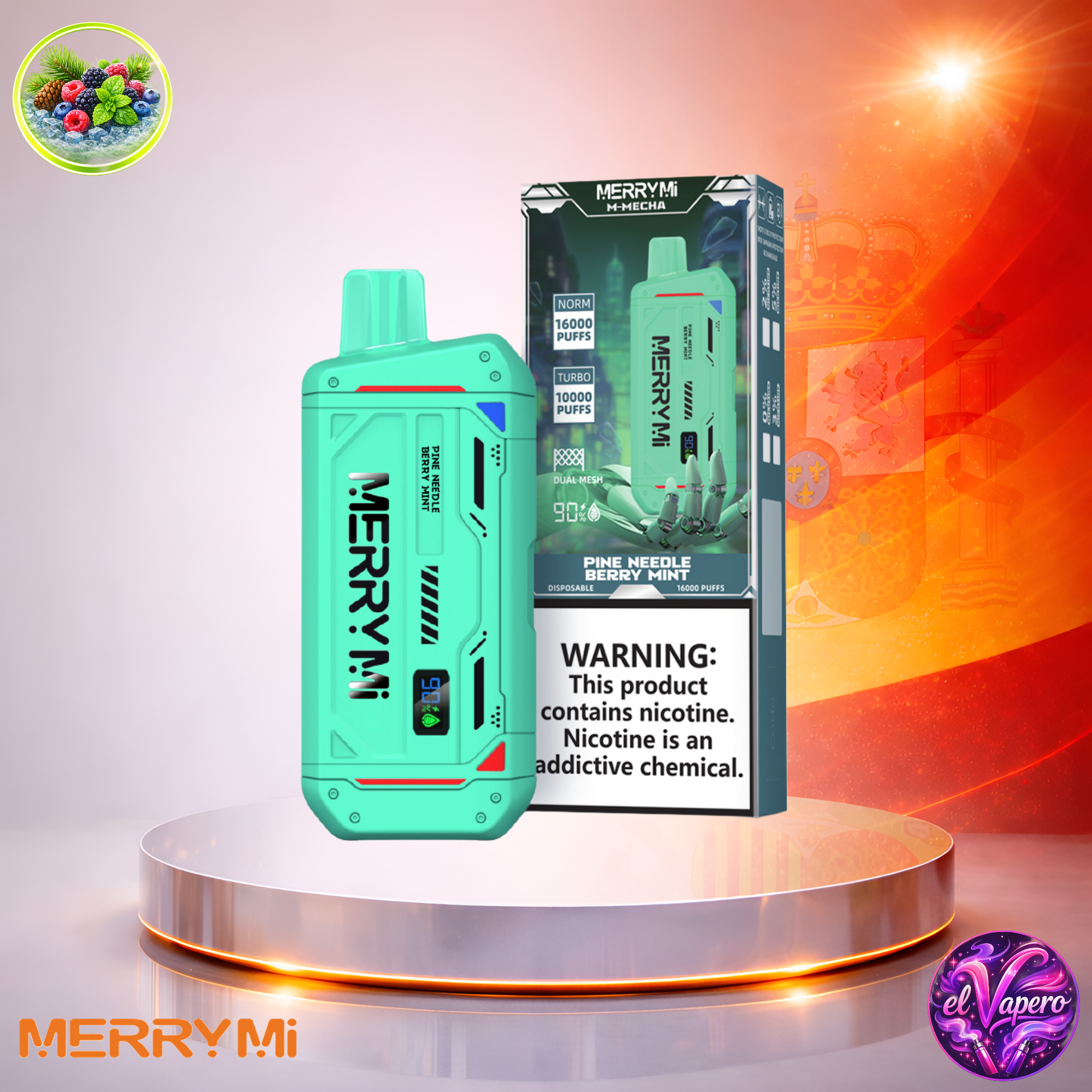 Vapers Desechables - Cigarrillo electrónico - España - MerryMi - M Mecha - 16K - Pine Needle Berry Mint 16000 Caladas - Más baratos