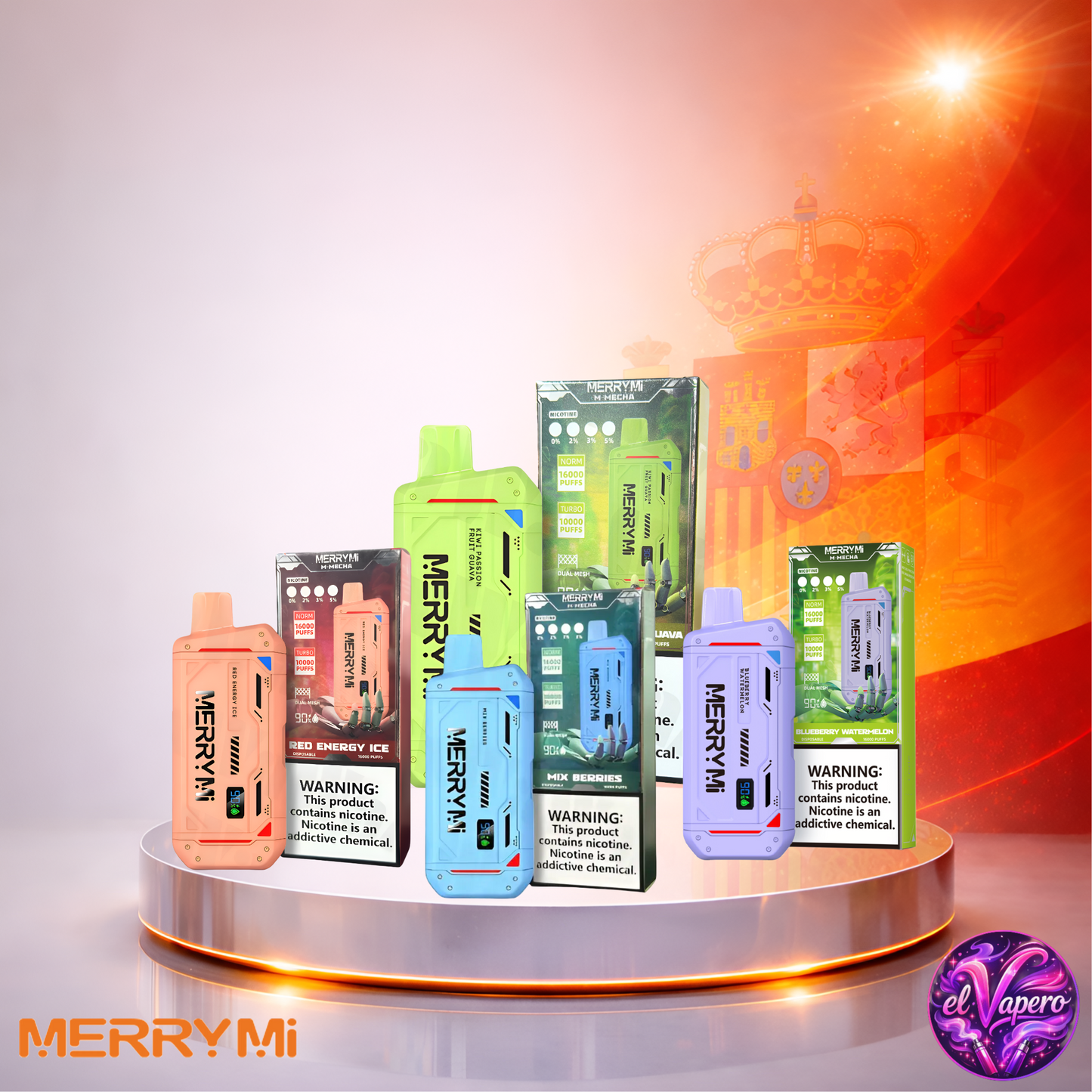 Vapers Desechables - Cigarrillo electrónico - España - MerryMi - M Mecha - 16K - Sabores 2 16000 Caladas - Más baratos