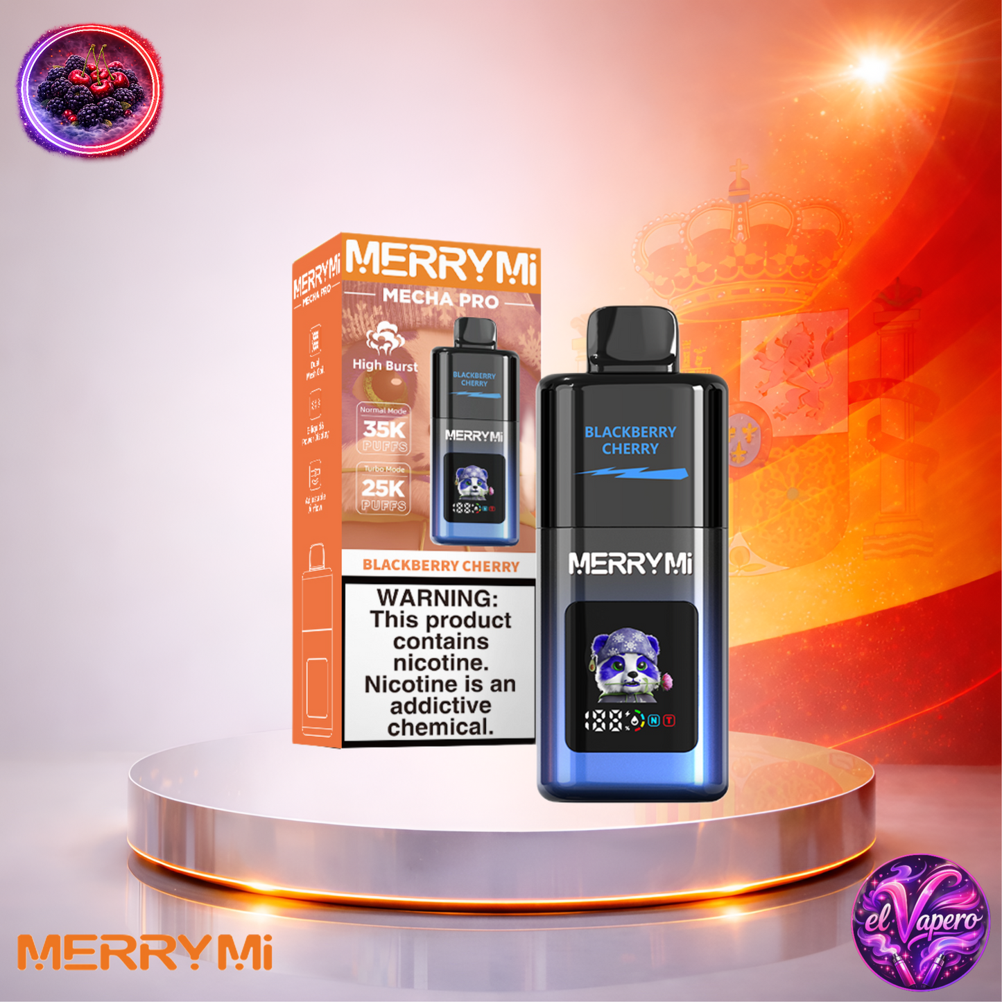 Vapers Desechables - Cigarrillo electrónico - España - MerryMi - Mecha Pro - 35K - Blackberry Cherry 35000 Caladas - Los más baratos