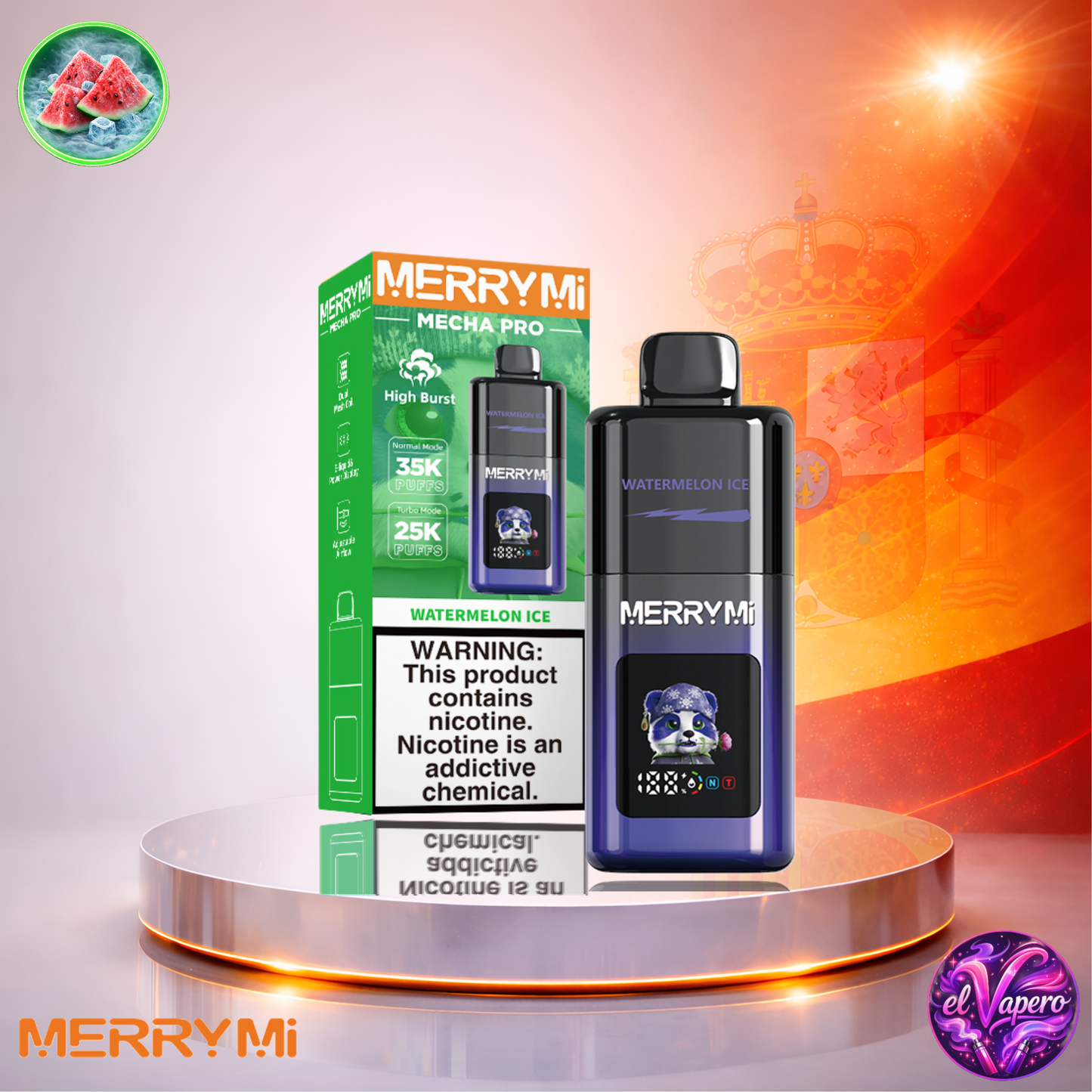 Vapers Desechables - Cigarrillo electrónico - España - MerryMi - Mecha Pro - 35K - Watermelon Ice 35000 Caladas - El mejor precio