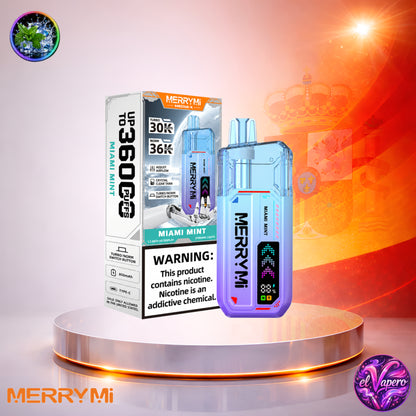 MerryMi Mecha X 36K España vaper desechable Miami Mint con 36000 caladas y sabor a menta fresca