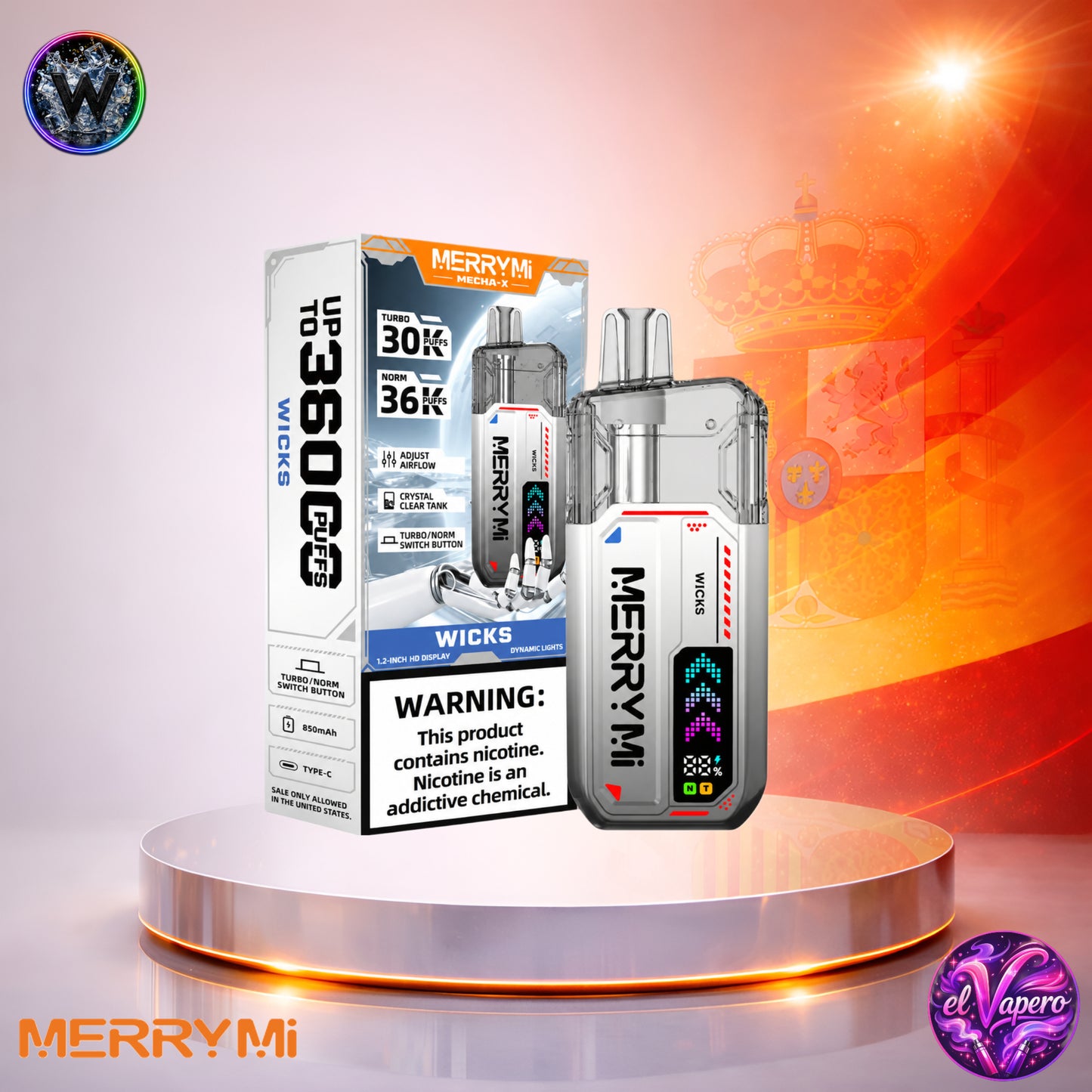 MerryMi Mecha X 36K España vaper desechable Wicks con 36000 caladas