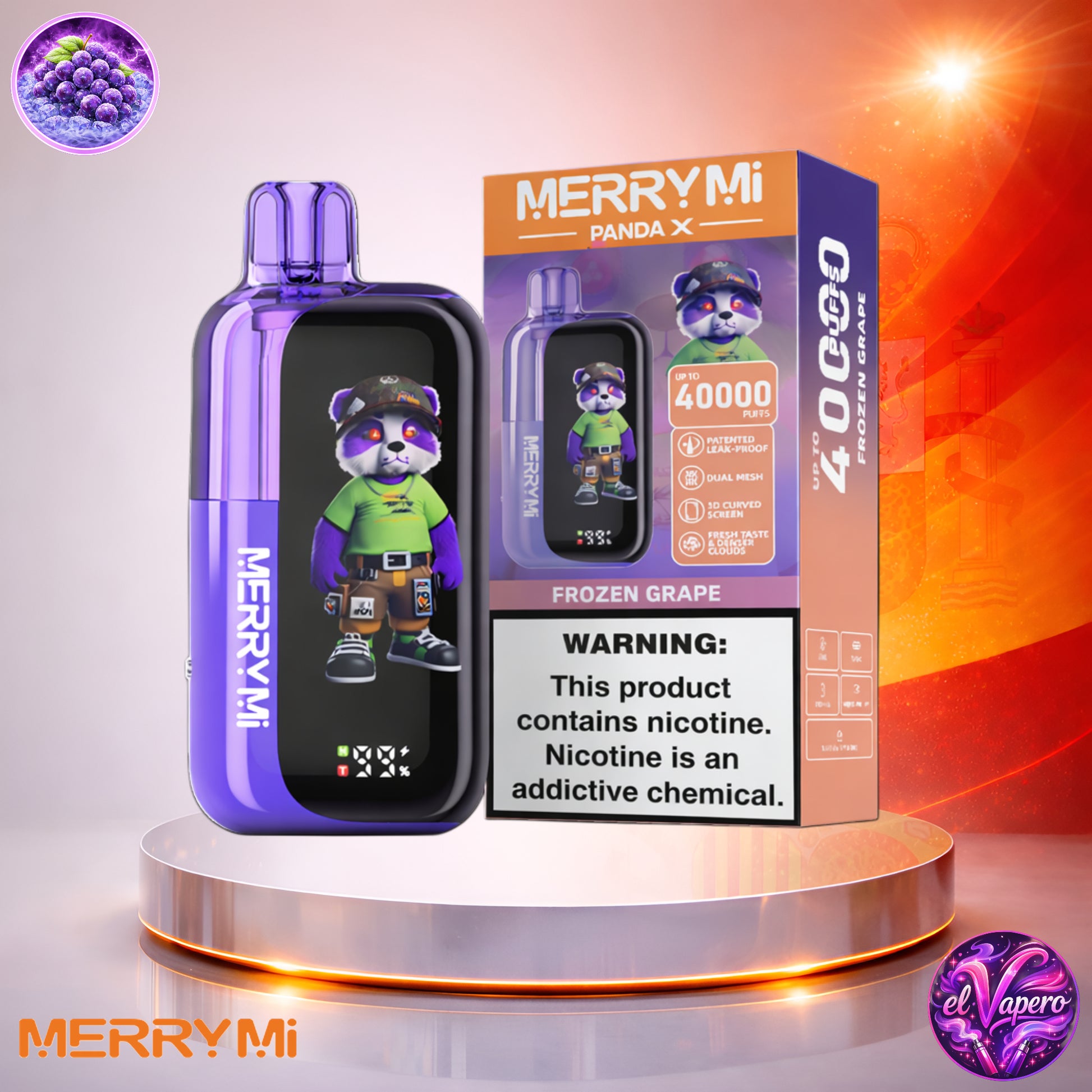 Vapers Desechables - Cigarrillo electrónico - España - MerryMi - Panda X - 40K - Frozen Grape 40000 Caladas - Más baratos