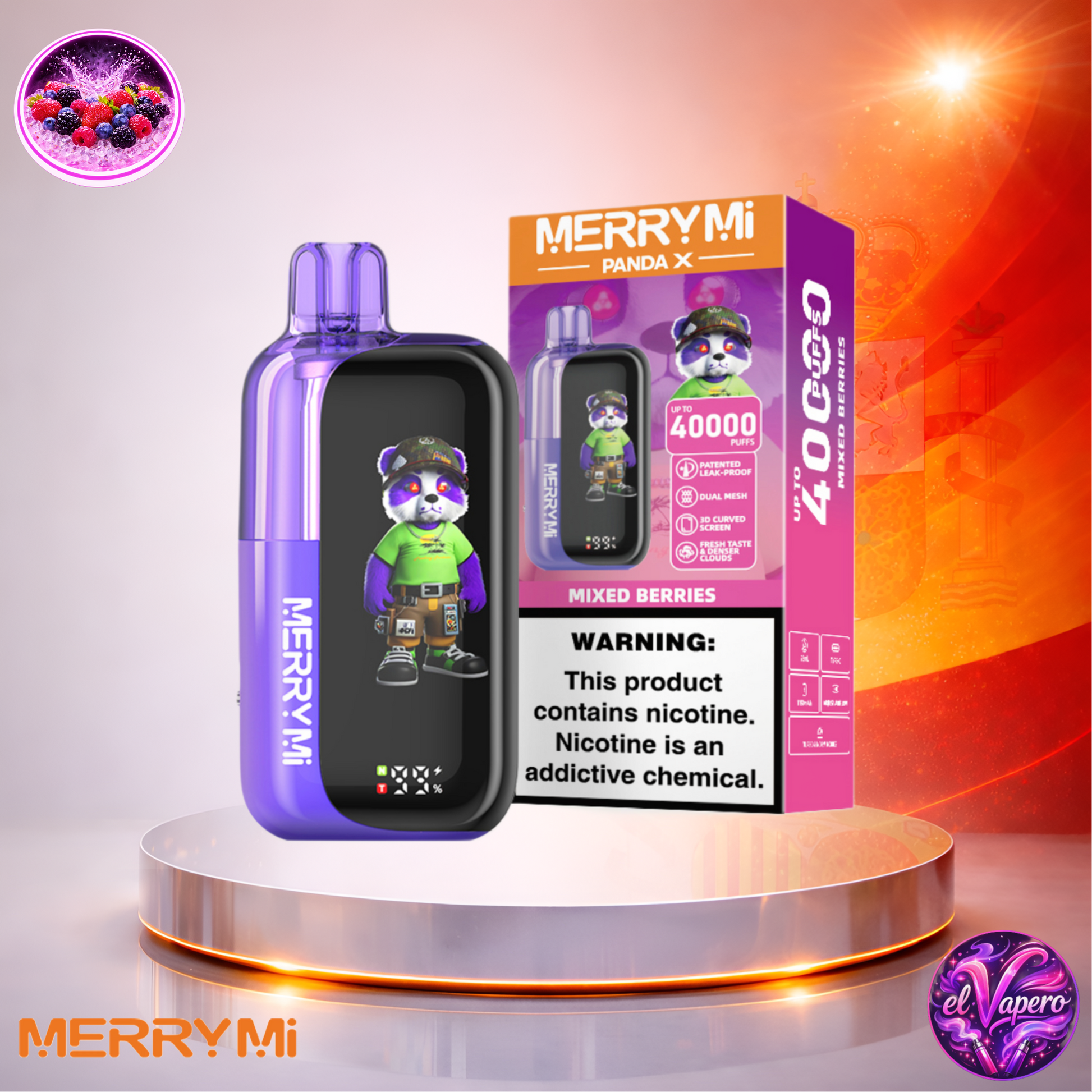 Vapers Desechables - Cigarrillo electrónico - España - MerryMi - Panda X - 40K - Mixed Berries 40000 Caladas - Más baratos