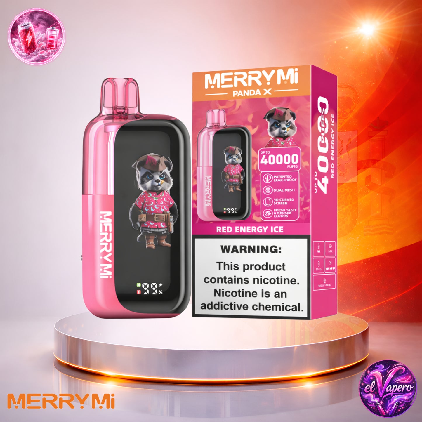 Vapers Desechables - Cigarrillo electrónico - España - MerryMi - Panda X - 40K - Red Energy Ice 40000 Caladas - Más baratos