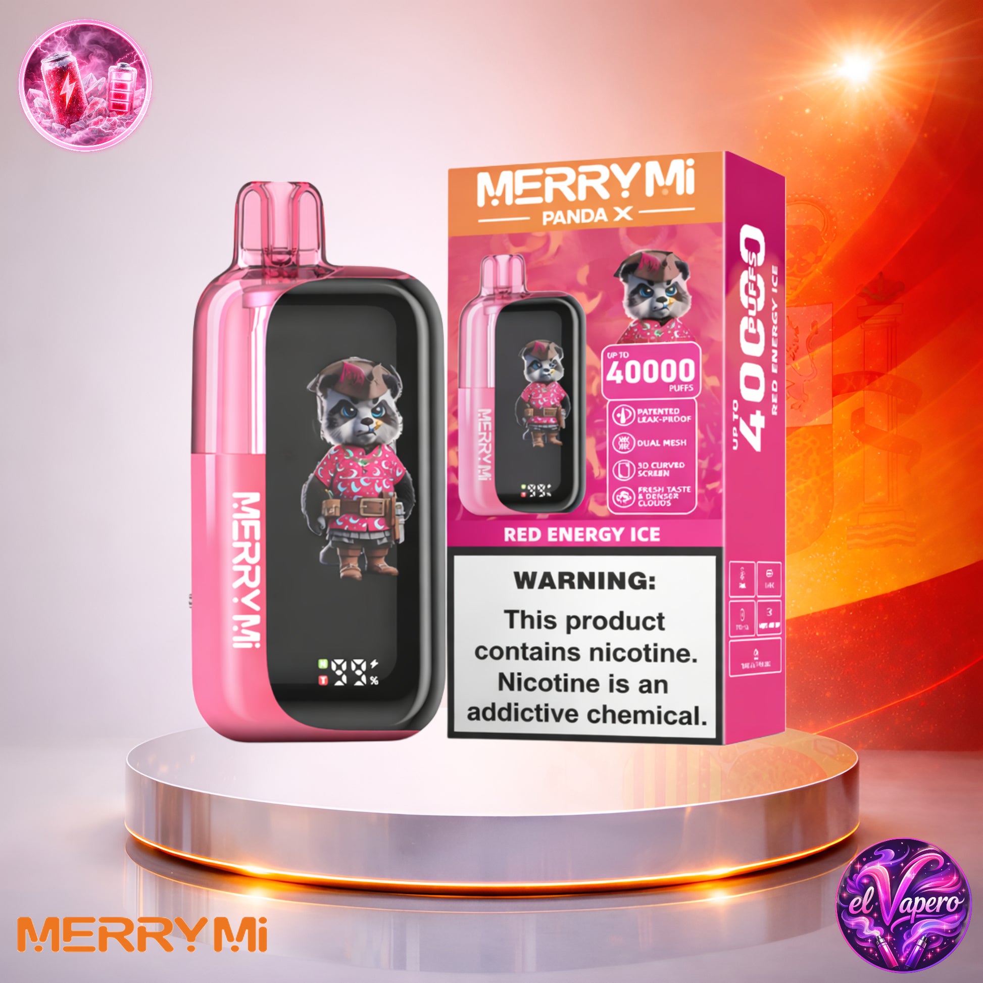 Vapers Desechables - Cigarrillo electrónico - España - MerryMi - Panda X - 40K - Red Energy Ice 40000 Caladas - Más baratos