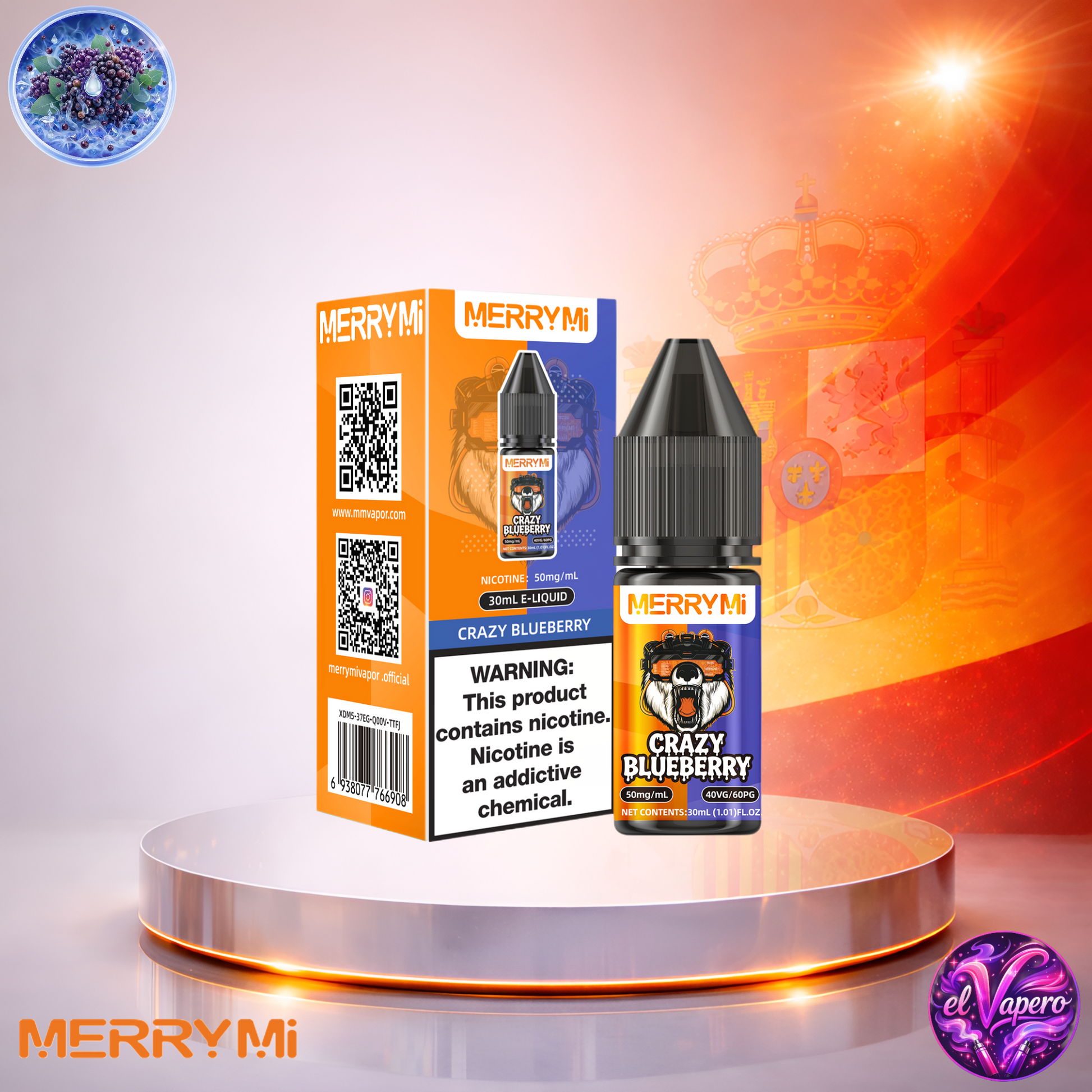 Vapers Desechables - Cigarrillo Electrónico - España - MerryMi - Salts - 30ml - Liquidy Crazy Blueberry Liquido Sal De Nicotina - Los más baratos