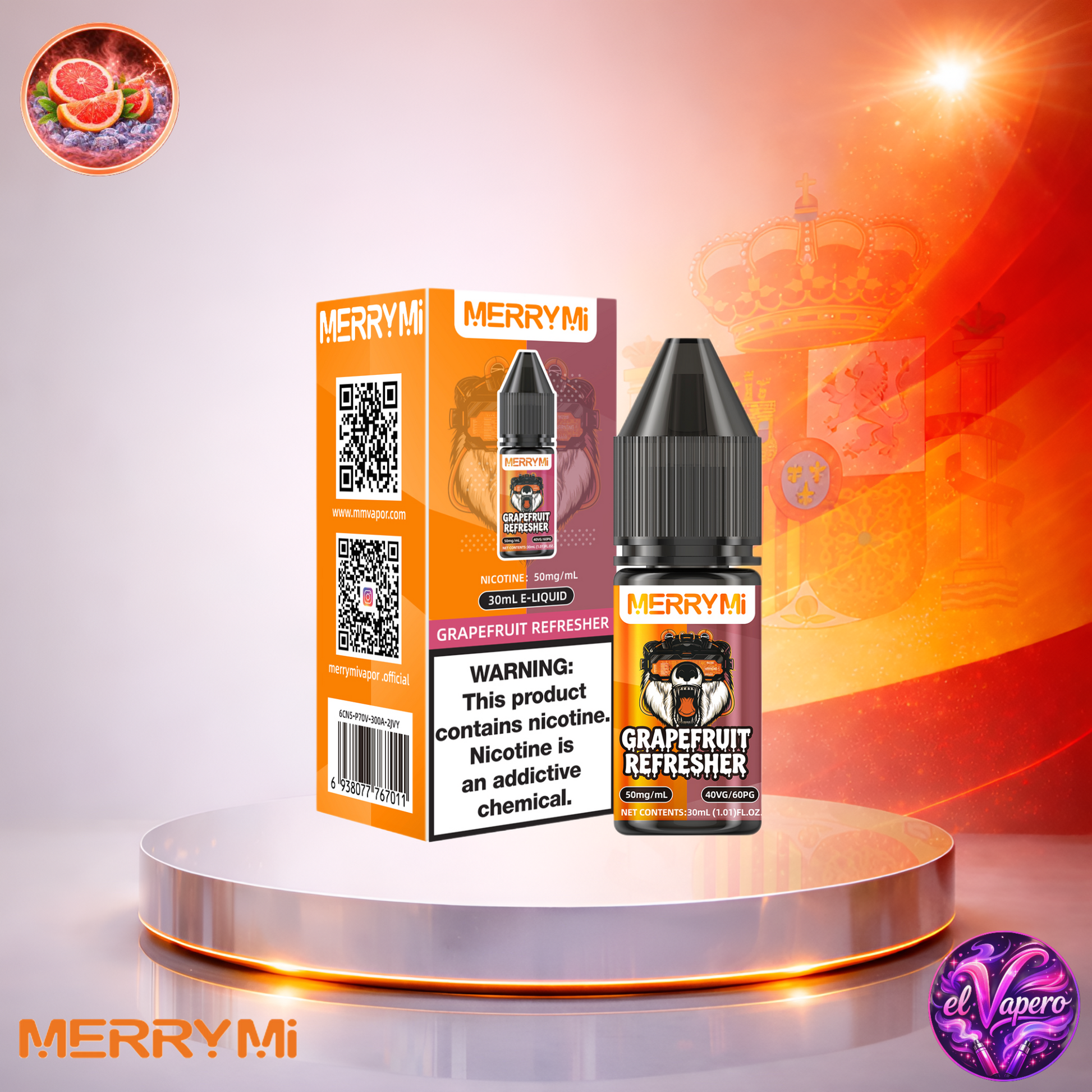 Vapers Desechables - Cigarrillo Electrónico - España - MerryMi - Salts - 30ml - Liquidy Grapefruit Refresher Liquido Sal De Nicotina - El mejor precio