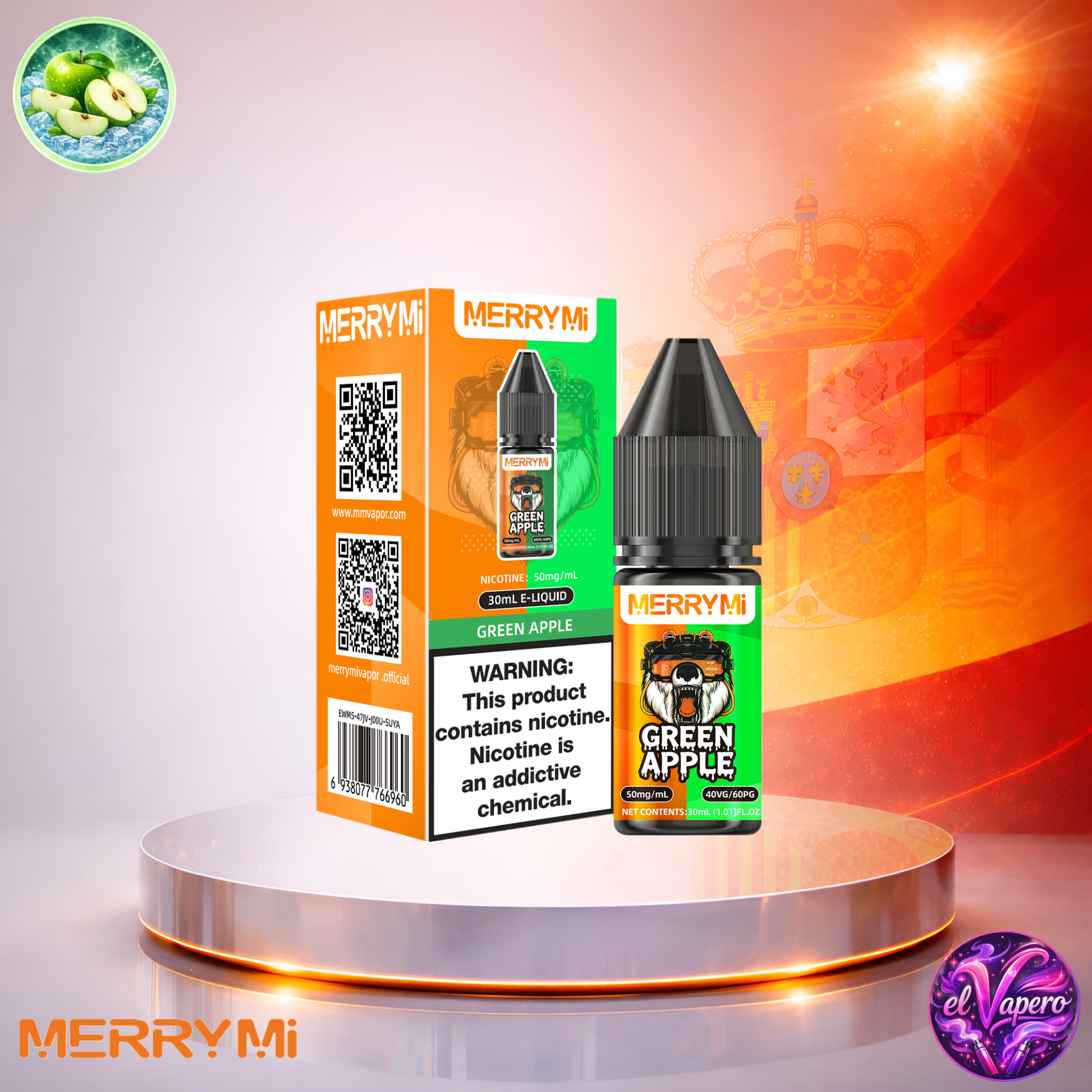 Vapers Desechables - Cigarrillo Electrónico - España - MerryMi - Salts - 30ml - Liquidy Green Apple Liquido Sal De Nicotina - El mejor precio