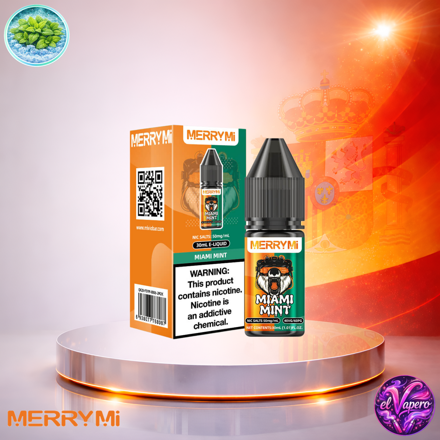 Vapers Desechables - Cigarrillo Electrónico - España - MerryMi - Salts - 30ml - Liquidy Miami Mint Liquido Sal De Nicotina - Los más baratos