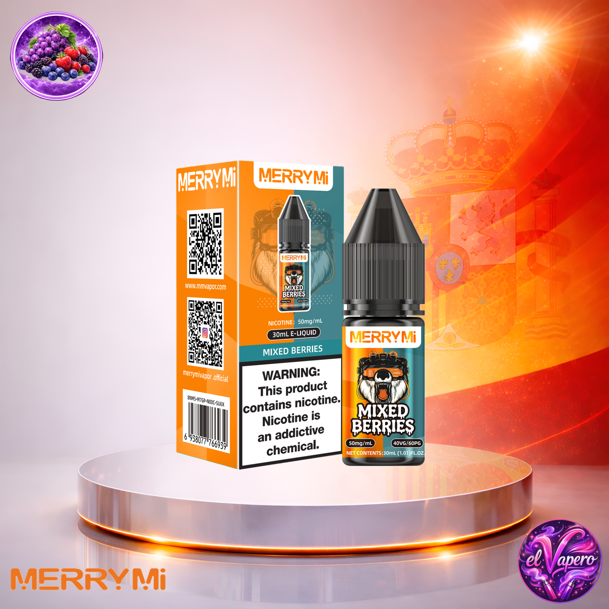 Vapers Desechables - Cigarrillo Electrónico - España - MerryMi - Salts - 30ml - Liquidy Mixed Berries Liquido Sal De Nicotina - Los más baratos