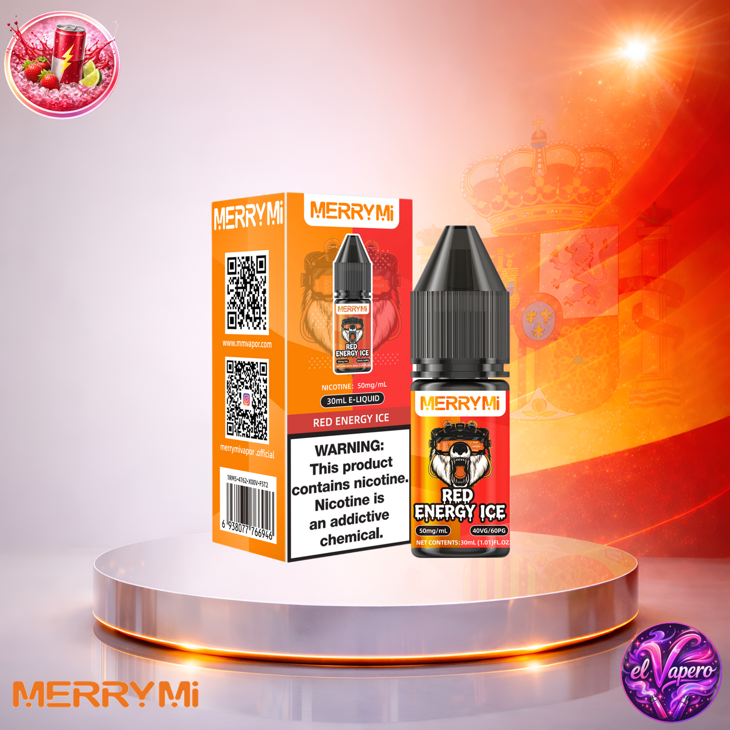 Vapers Desechables - Cigarrillo Electrónico - España - MerryMi - Salts - 30ml - Liquidy Red Energy Ice Liquido Sal De Nicotina - Más baratos
