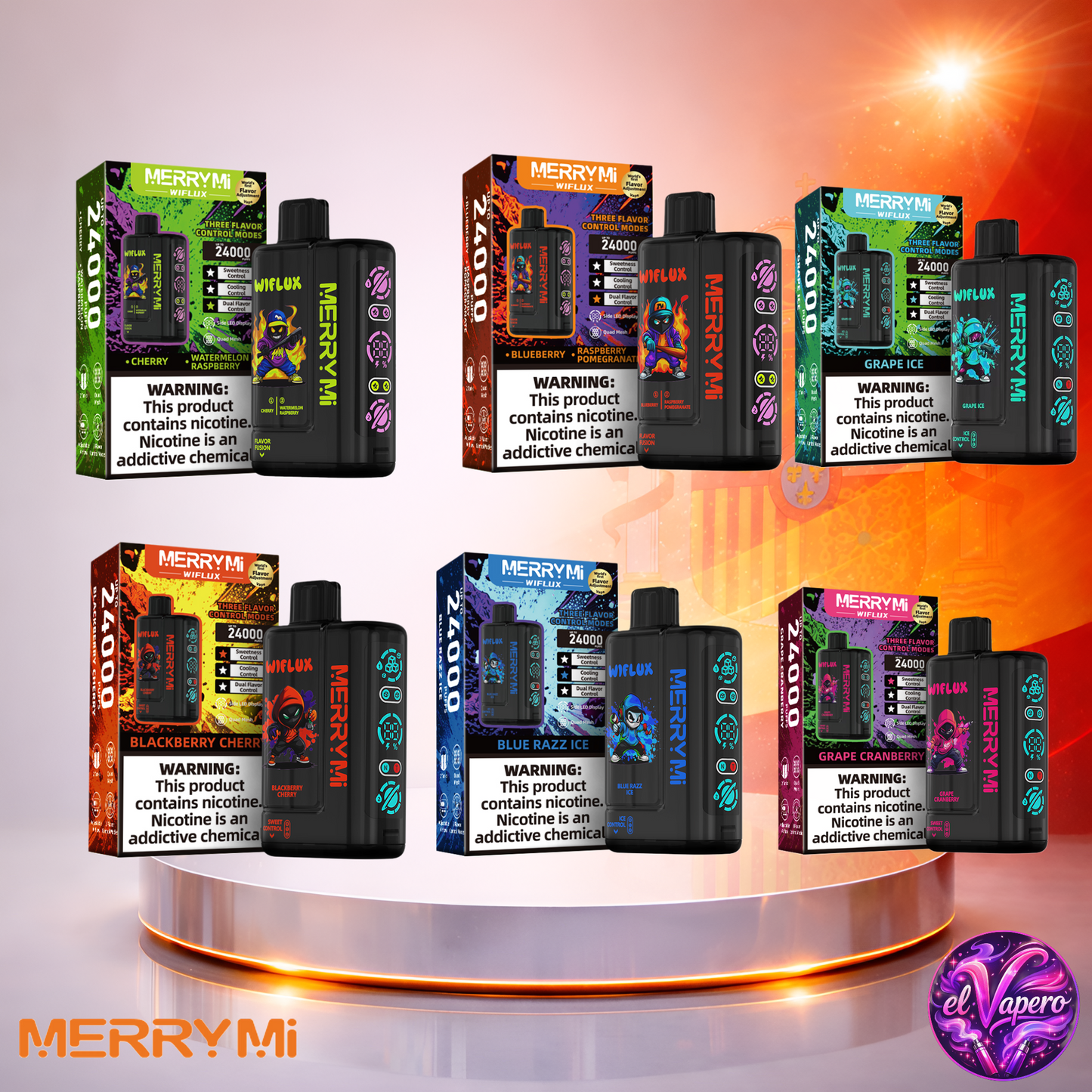 Vapers Desechables - Cigarrillo electrónico - España - MerryMi - Wiflux - 24K - Sabores 1 24000 Caladas - Los más baratos