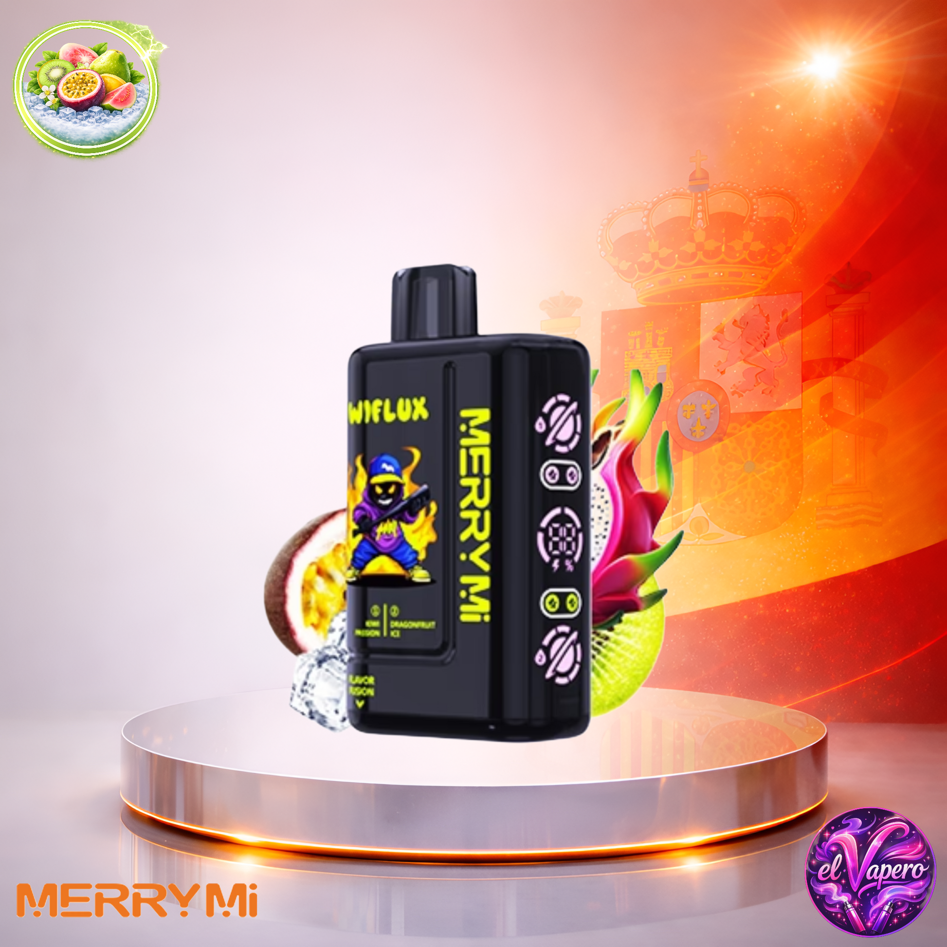 Vapers Desechables - Cigarrillo electrónico - España - MerryMi - Wiflux - 24K - kiwi passion dragonfruit ice 24000 Caladas - Más baratos