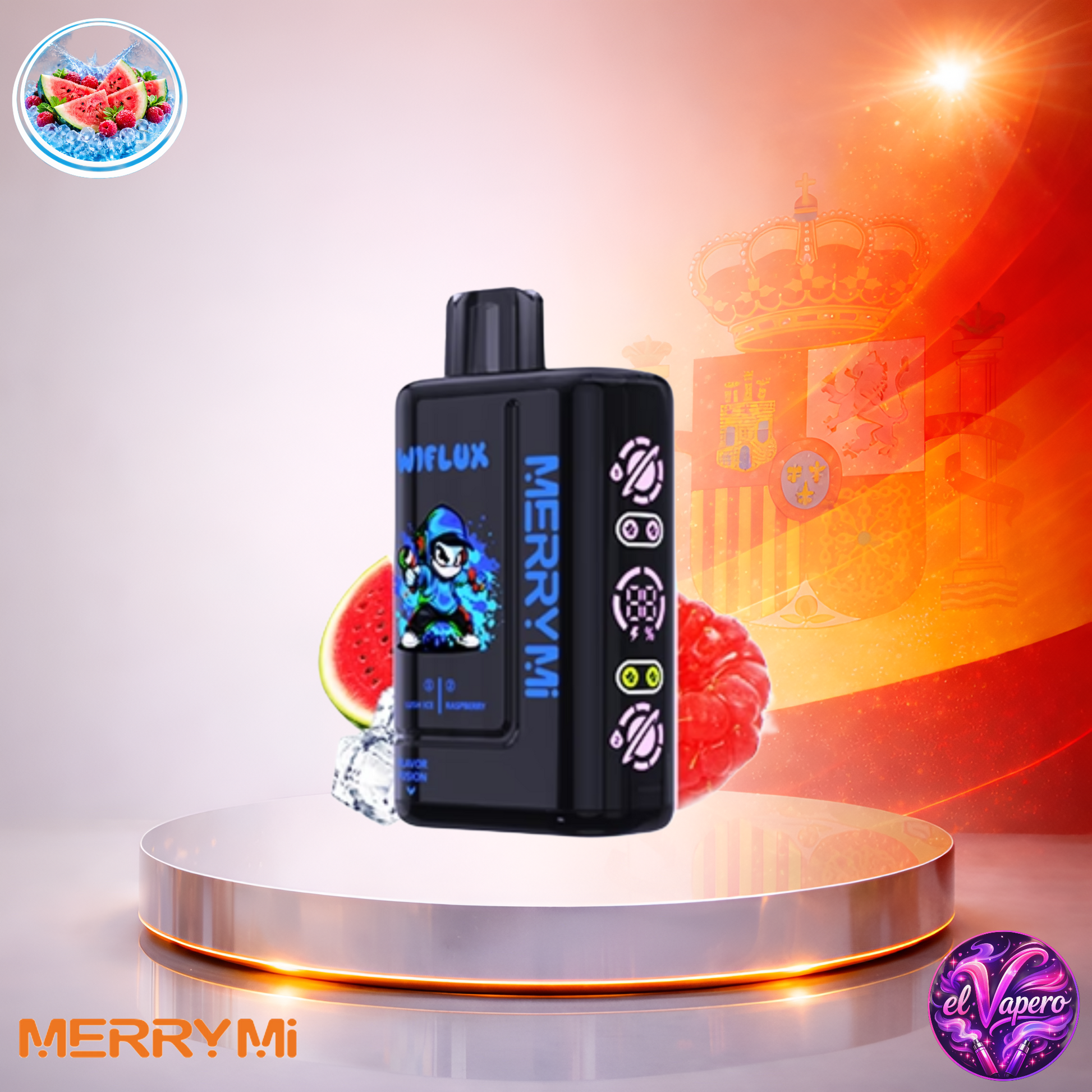 Vapers Desechables - Cigarrillo electrónico - España - MerryMi - Wiflux - 24K - lush ice raspberry 24000 Caladas - Los más baratos