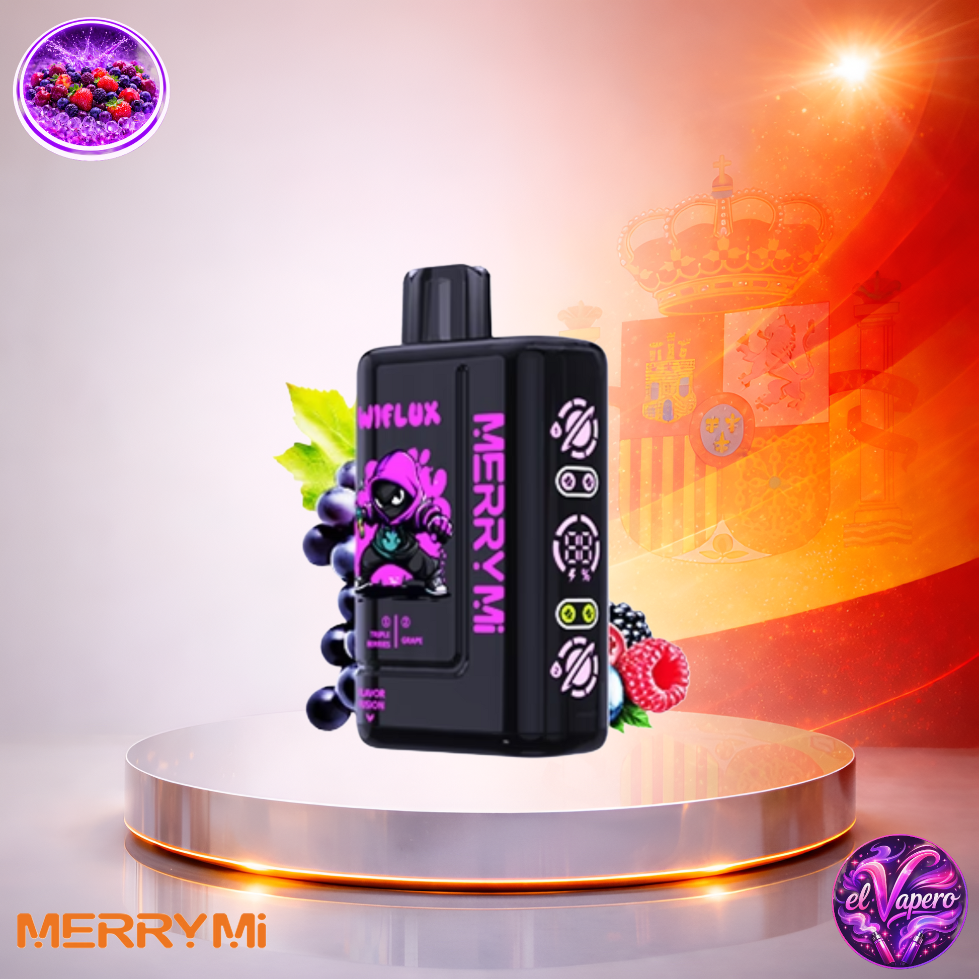 Vapers Desechables - Cigarrillo electrónico - España - MerryMi - Wiflux - 24K - triple berries grape 24000 Caladas - El mejor precio