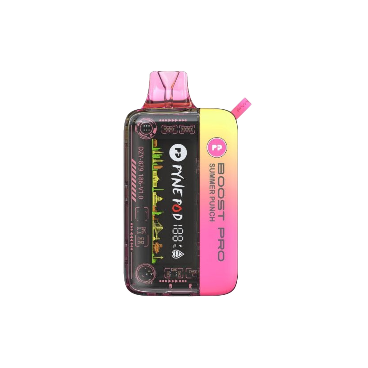 Vape desechable Pyne Pod Boost Pro White de sabores con hasta 20000 caladas y variedad de sabores.