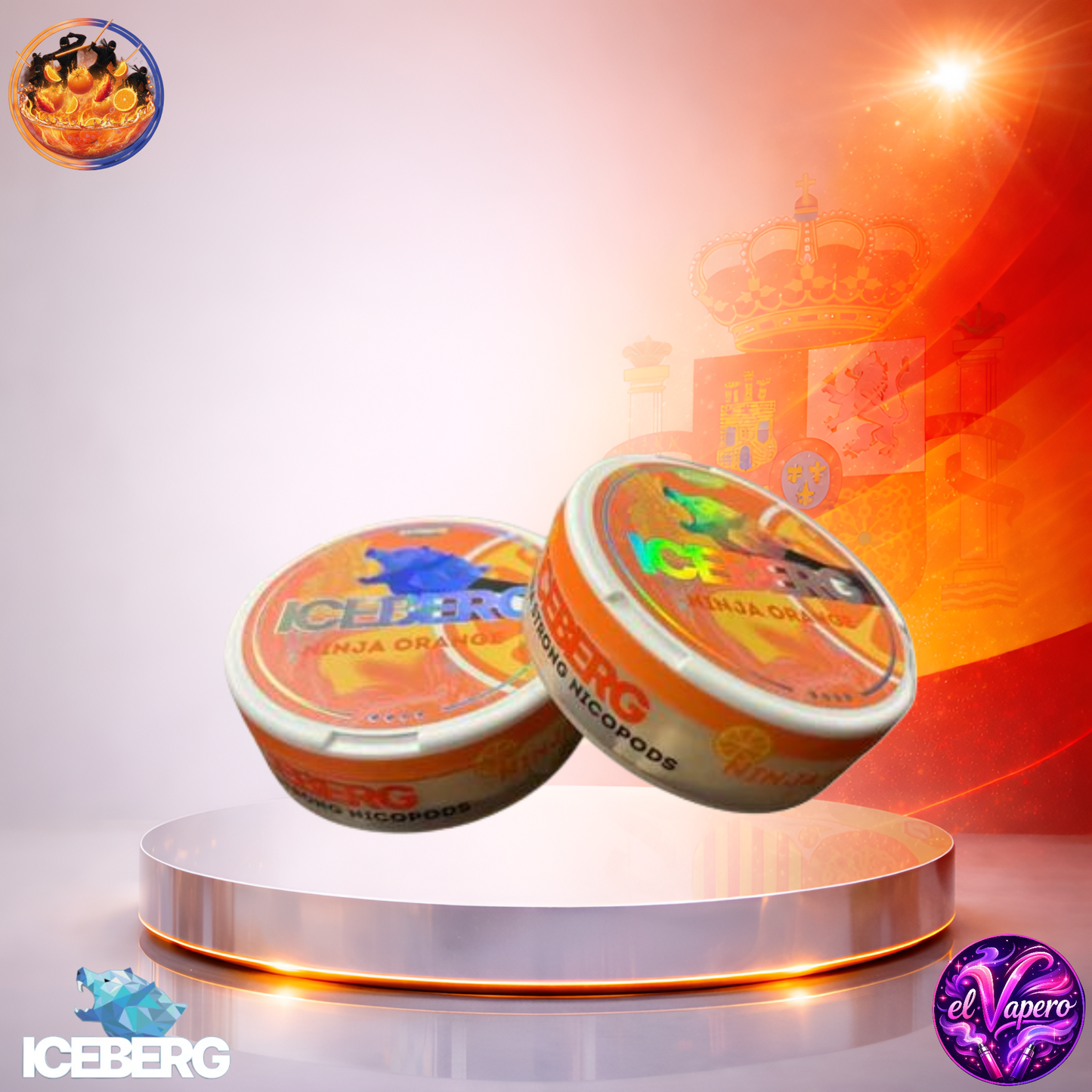 Vapers Desechables - Cigarrillo Electrónico - España - Snus - ICEBERG - 20 - Con Nicotina Ninja Orange 40mg - El mejor precio