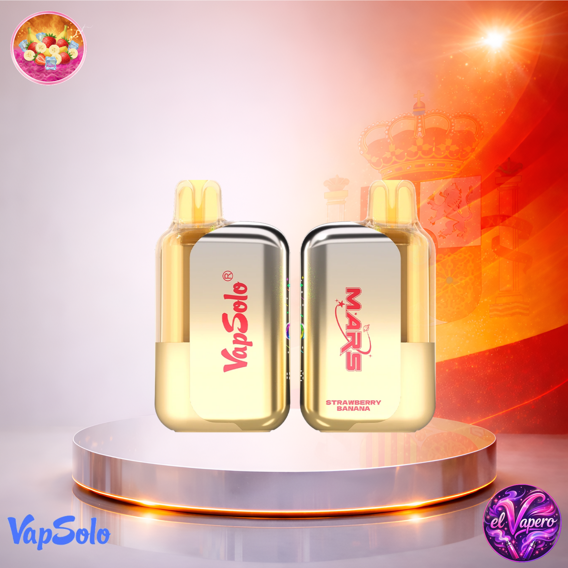 Vapers desechables - Cigarrillo electrónico - España - VapSolo Mars - 50K - Strawberry Banana 50000 Caladas - Más baratos