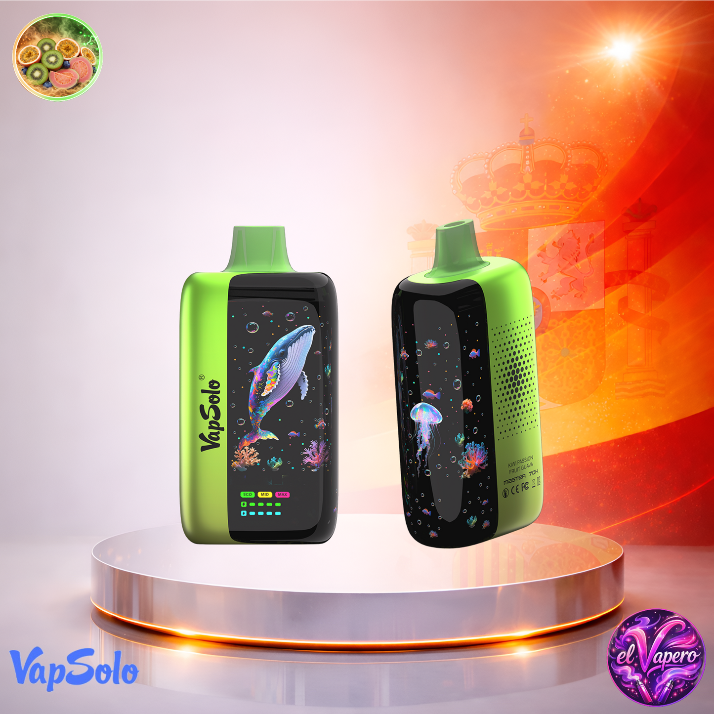 Vapers desechables - Cigarrillo electrónico - España - VapSolo Master - 70K - Kiwi Passion Fruit Guava 70000 Caladas - Los más baratos