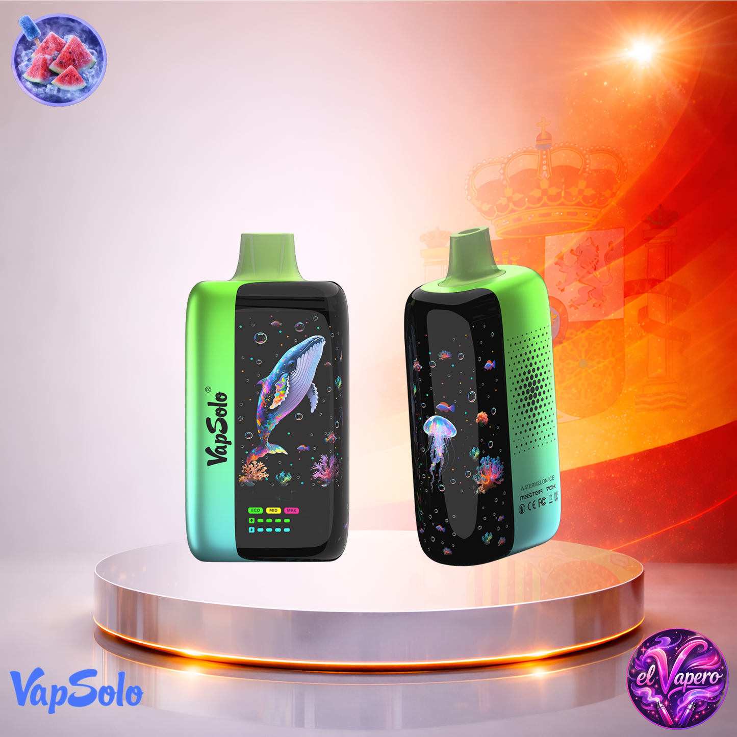 Vapers desechables - Cigarrillo electrónico - España - VapSolo Master - 70K - Watermelon Ice 70000 Caladas - Más baratos