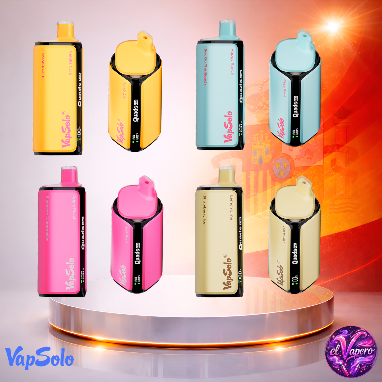 Vapers Desechables - Cigarrillo Electrónico - España - VapSolo - Quads - 80K - Sabores 3 80000 Caladas - El mejor precio