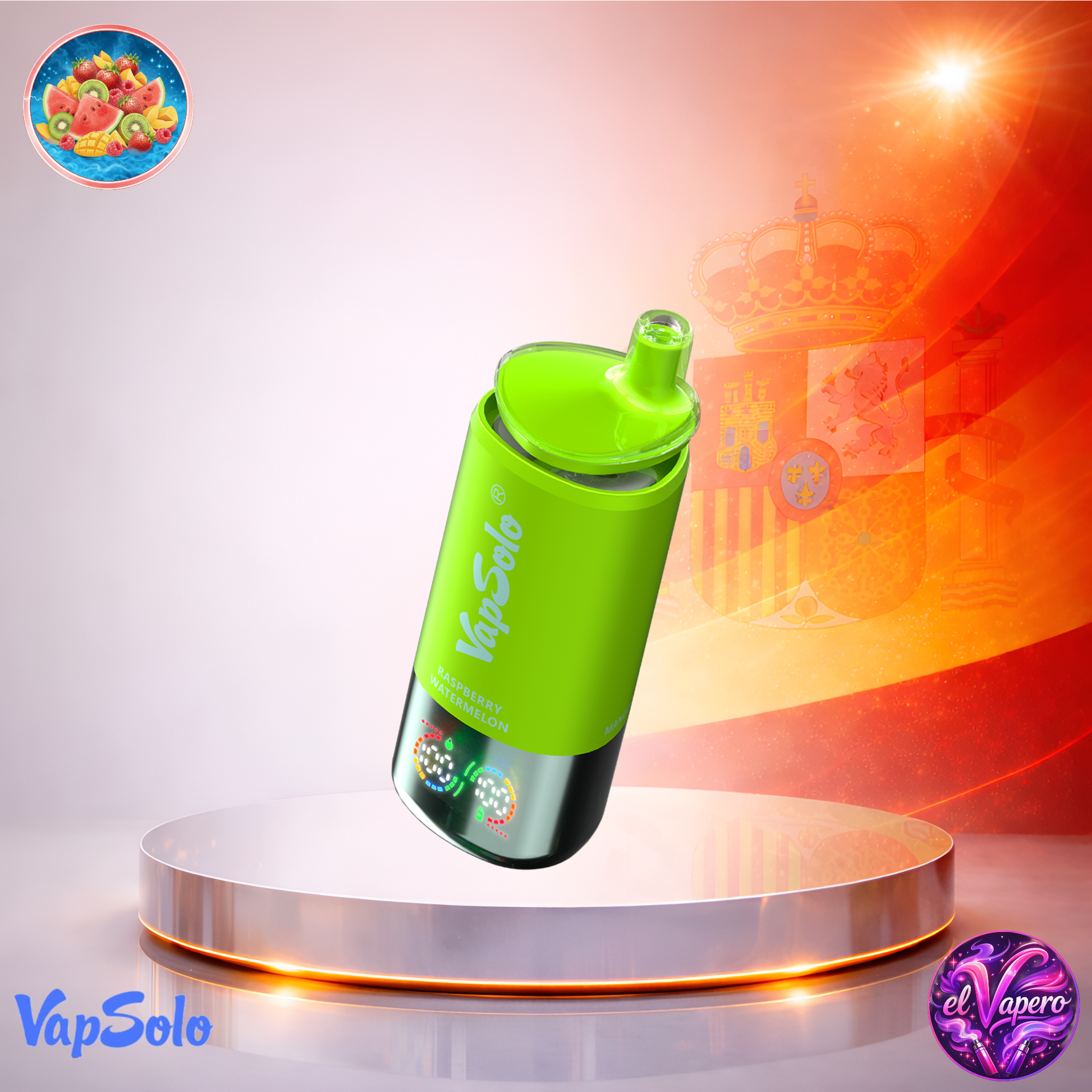 Vapers Desechables - Cigarrillo Electrónico - España - VapSolo - Triple - 30K - Raspberry Watermelon Mango Peach Strawberry Kiwi 30000 Caladas - Los más baratos