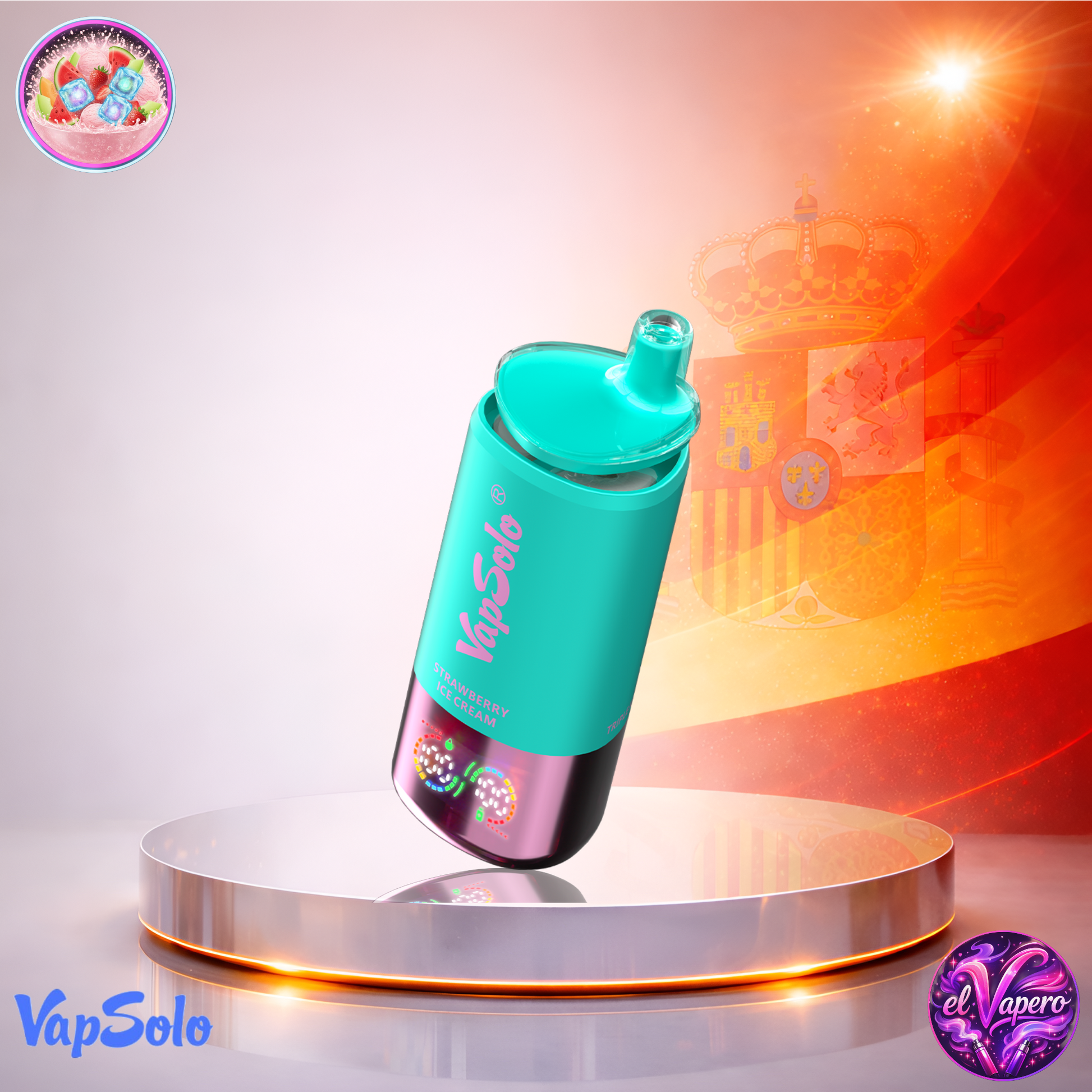 Vapers Desechables - Cigarrillo Electrónico - España - VapSolo - Triple - 30K - Watermelon Ice Strawberry Icecream Triple Melon 30000 Caladas - El mejor precio