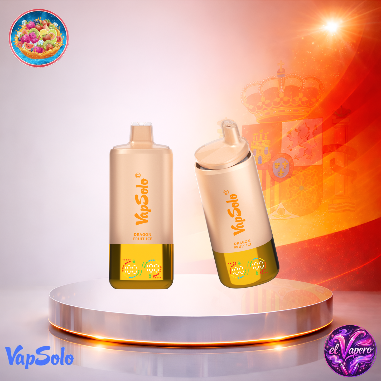 Vapers Desechables - Cigarrillo Electrónico - España - VapSolo - Triple Pro 60K - Peach Ice Dragon Fruit Ice Mix Fruit 60000 Caladas - Los más baratos
