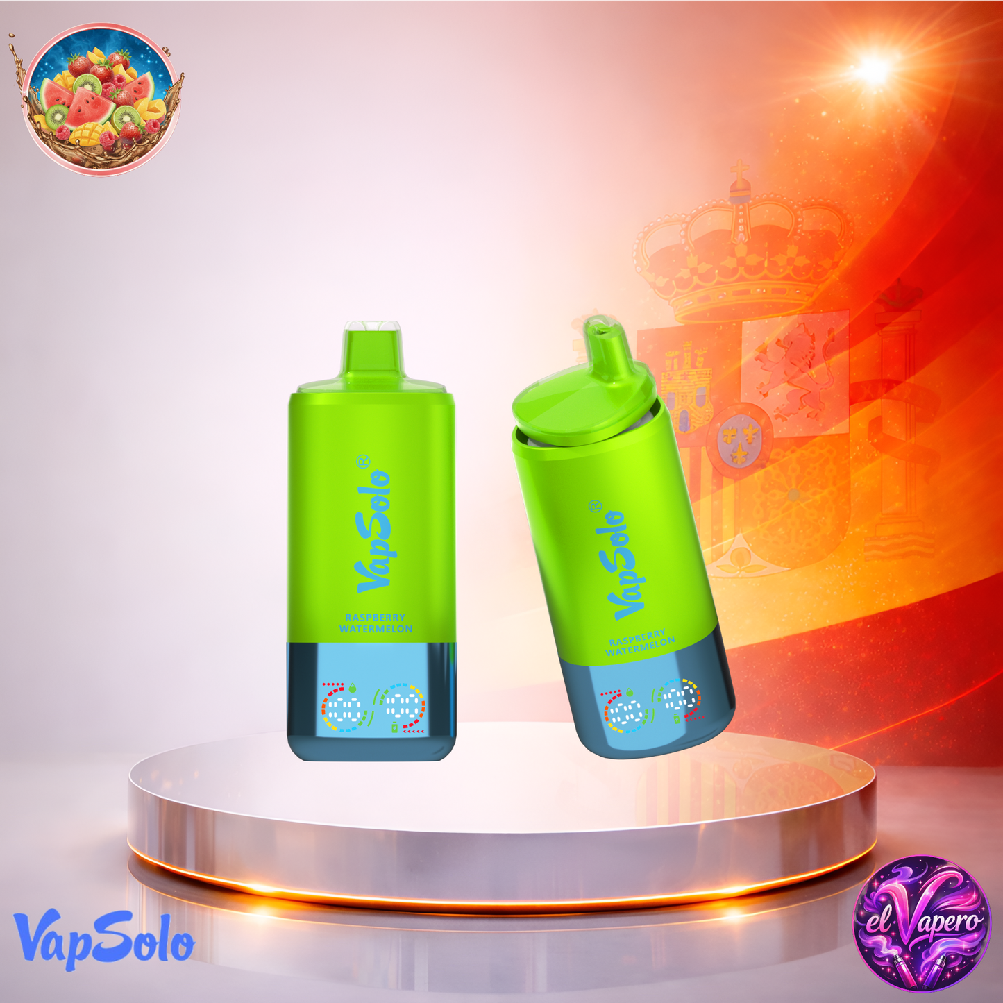 Vapers Desechables - Cigarrillo Electrónico - España - VapSolo - Triple Pro 60K - Raspberry Watermelon Mango Peach Strawberry Kiwi 60000 Caladas - Los más baratos