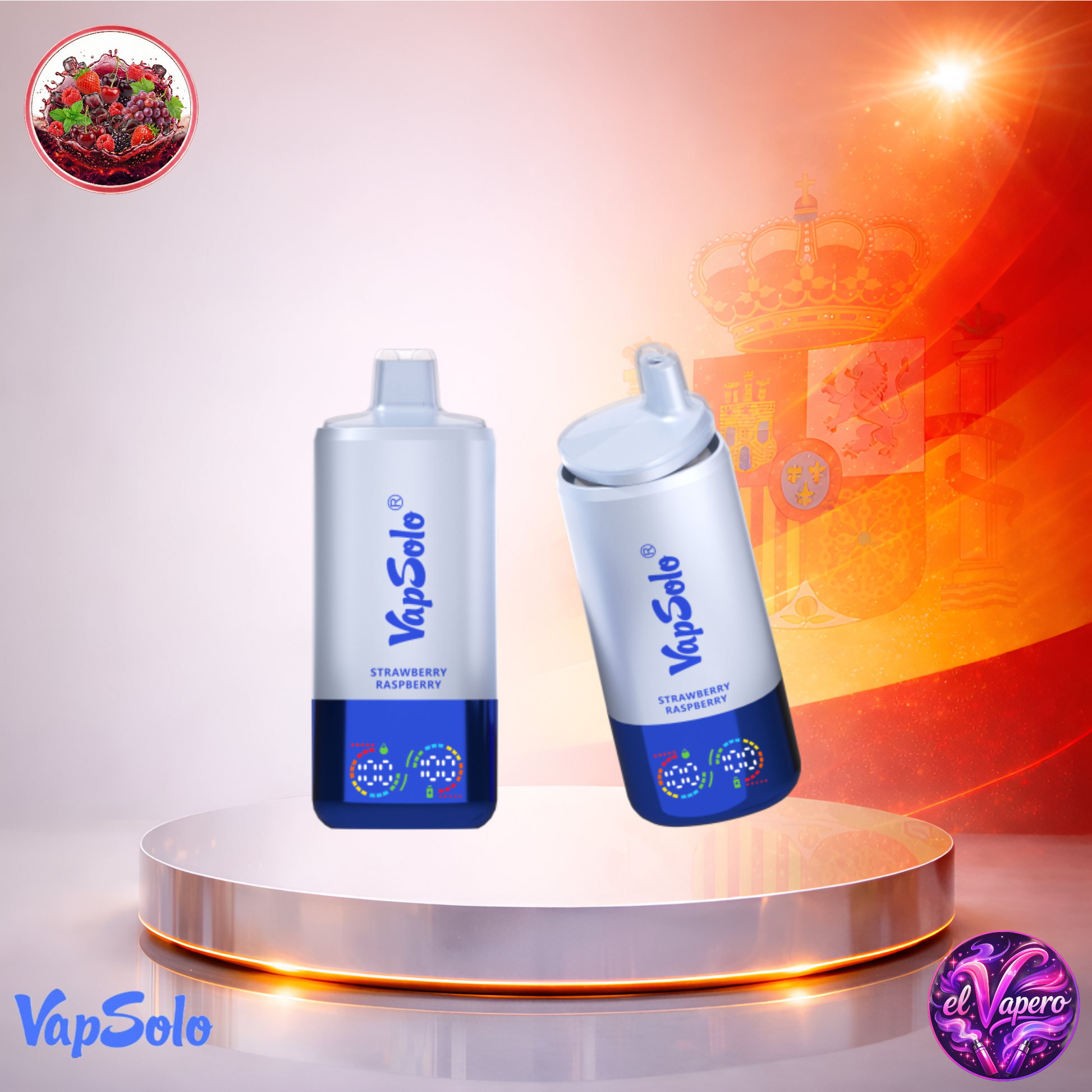 Vapers Desechables - Cigarrillo Electrónico - España - VapSolo - Triple Pro 60K - Strawberry Raspberry Cherry Berry Grape Mint 60000 Caladas - Más baratos