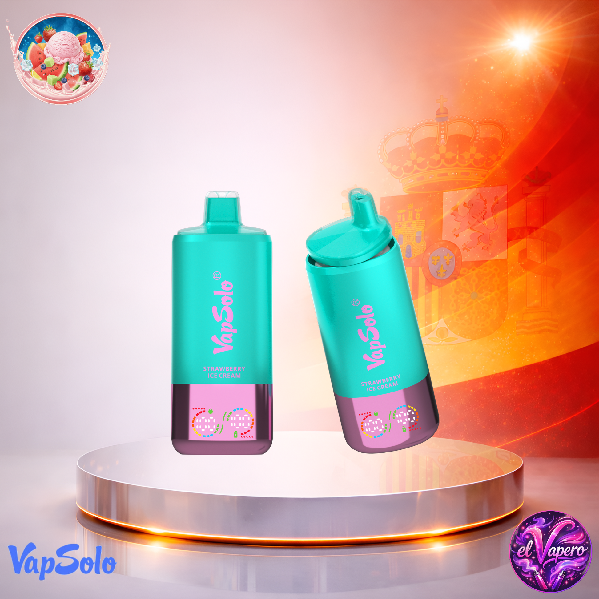 Vapers Desechables - Cigarrillo Electrónico - España - VapSolo - Triple Pro 60K - Watermelon Ice Strawberry Icecream Triple Melon 60000 Caladas - El mejor precio