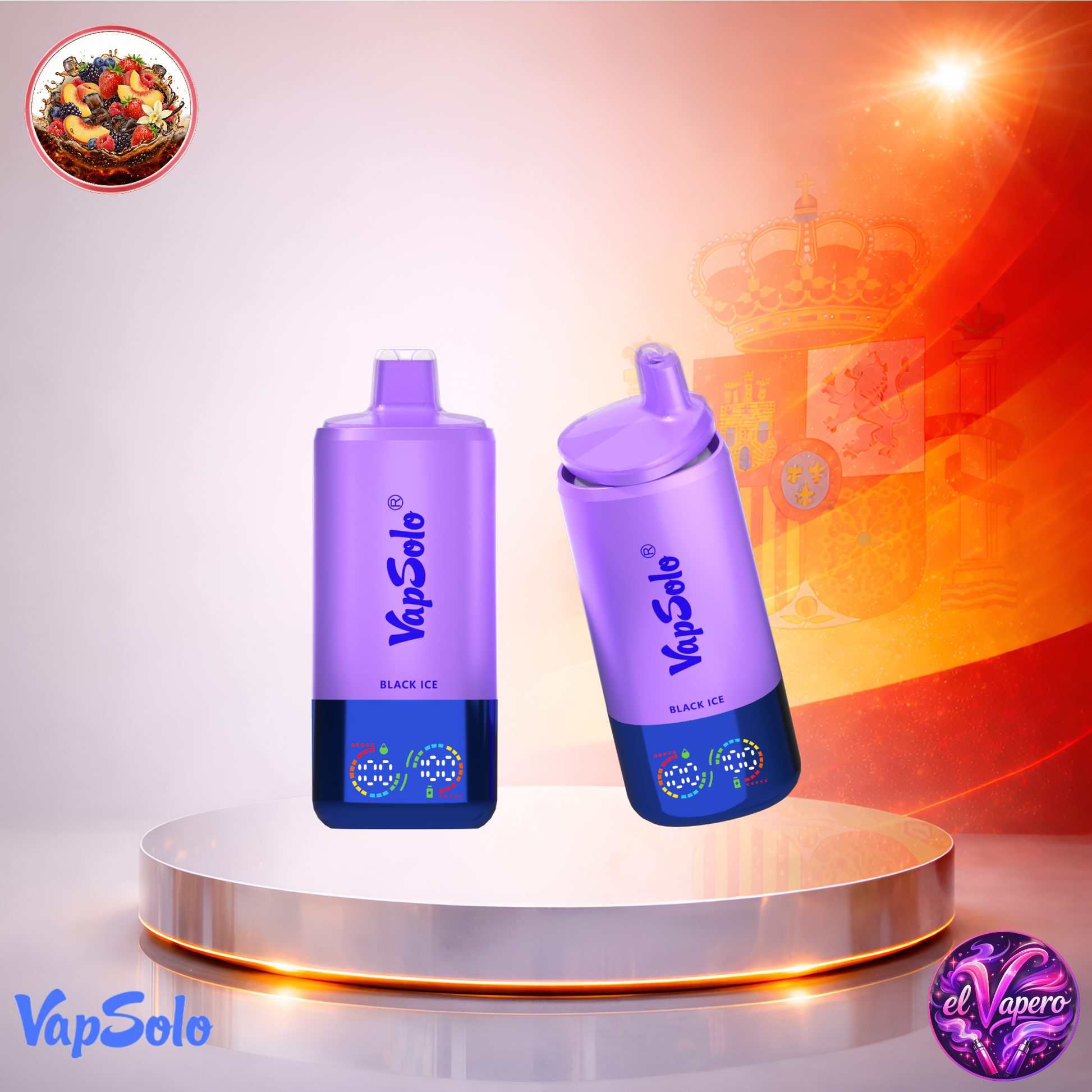 Vapers Desechables - Cigarrillo Electrónico - España - VapSolo - Triple Pro 60K - Peach Berry Black Ice Strawberry Vanilla Cola 60000 Caladas - El mejor precio