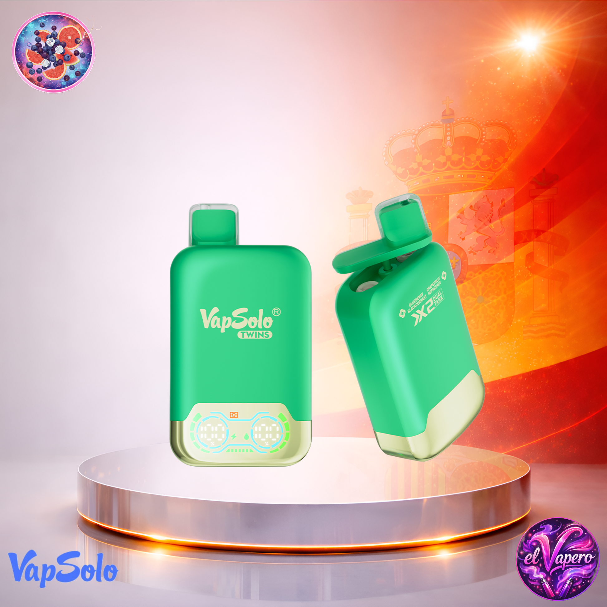 Vapers Desechables - Cigarrillo Electrónico - España - VapSolo - Twins 20K - Blueberry Blackurrant Grapefruit Refresher 20000 Caladas - Los más baratos