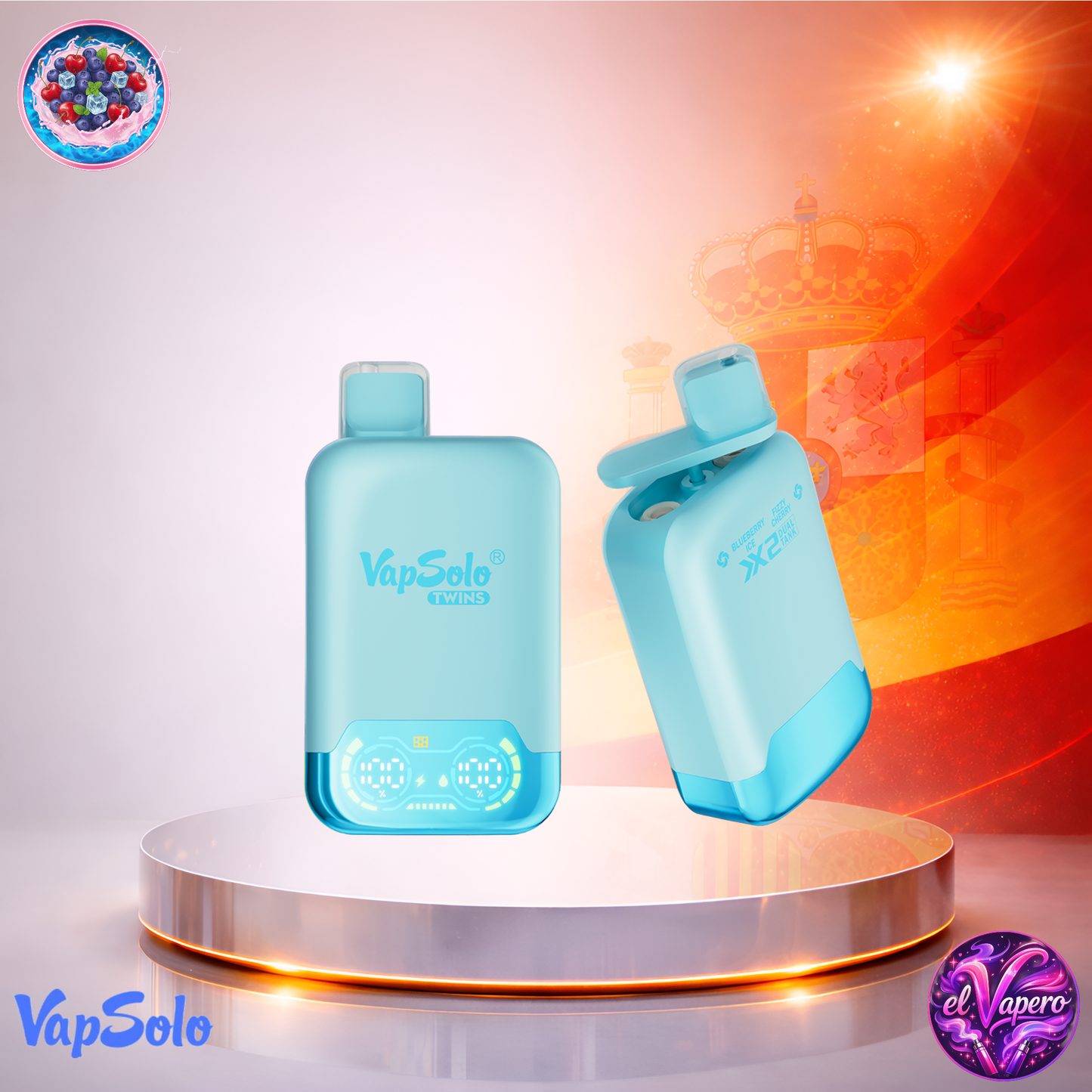 Vapers Desechables - Cigarrillo Electrónico - España - VapSolo - Twins 20K - Blueberry Ice Fizzy Cherry 20000 Caladas - Los más baratos